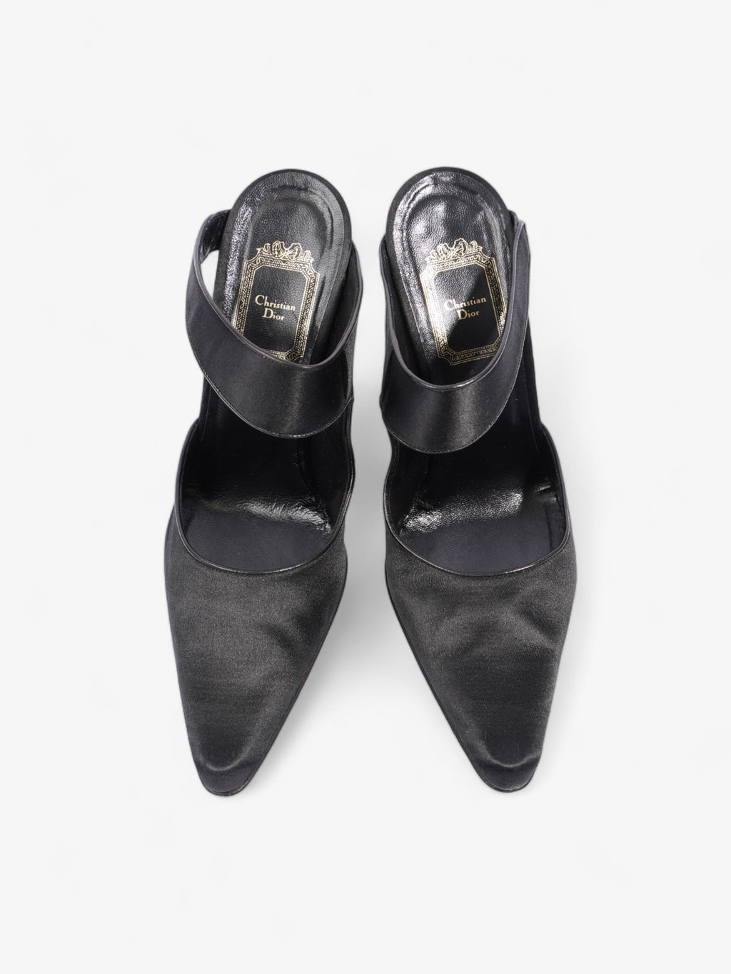 Christian Dior Strap Pointed Heels 110mm Black Satin EU 39 UK 6