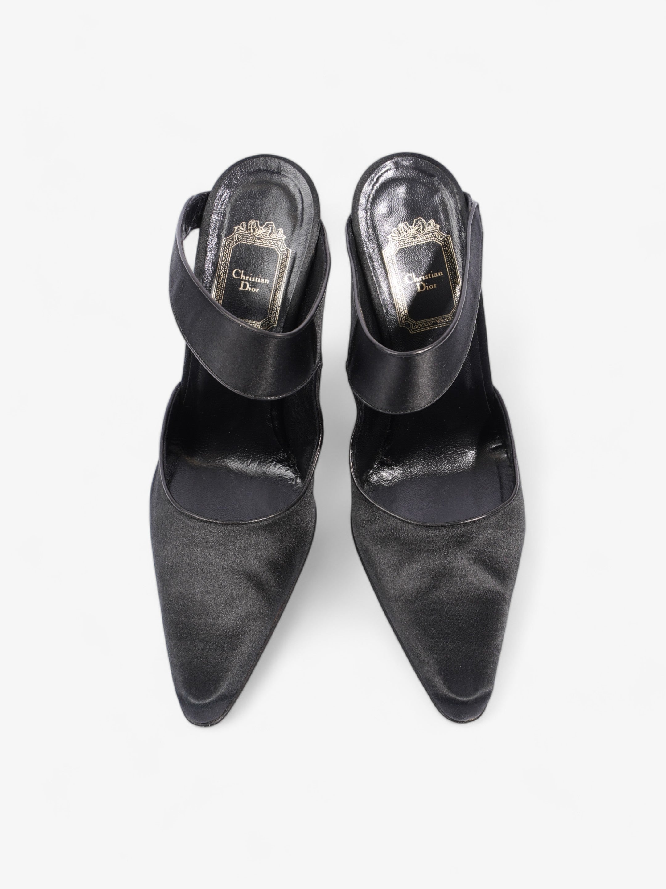 Christian Dior Strap Pointed Heels 110mm Black Satin EU 39 UK 6