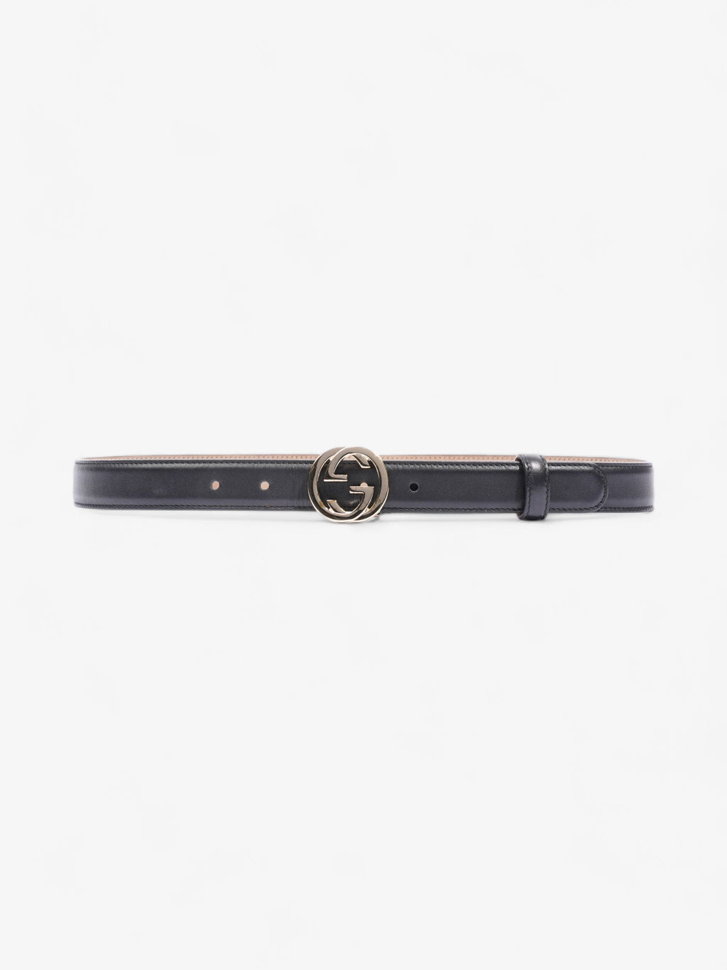 Gucci Interlocking G Thin Belt Black Leather 75cm 30"
