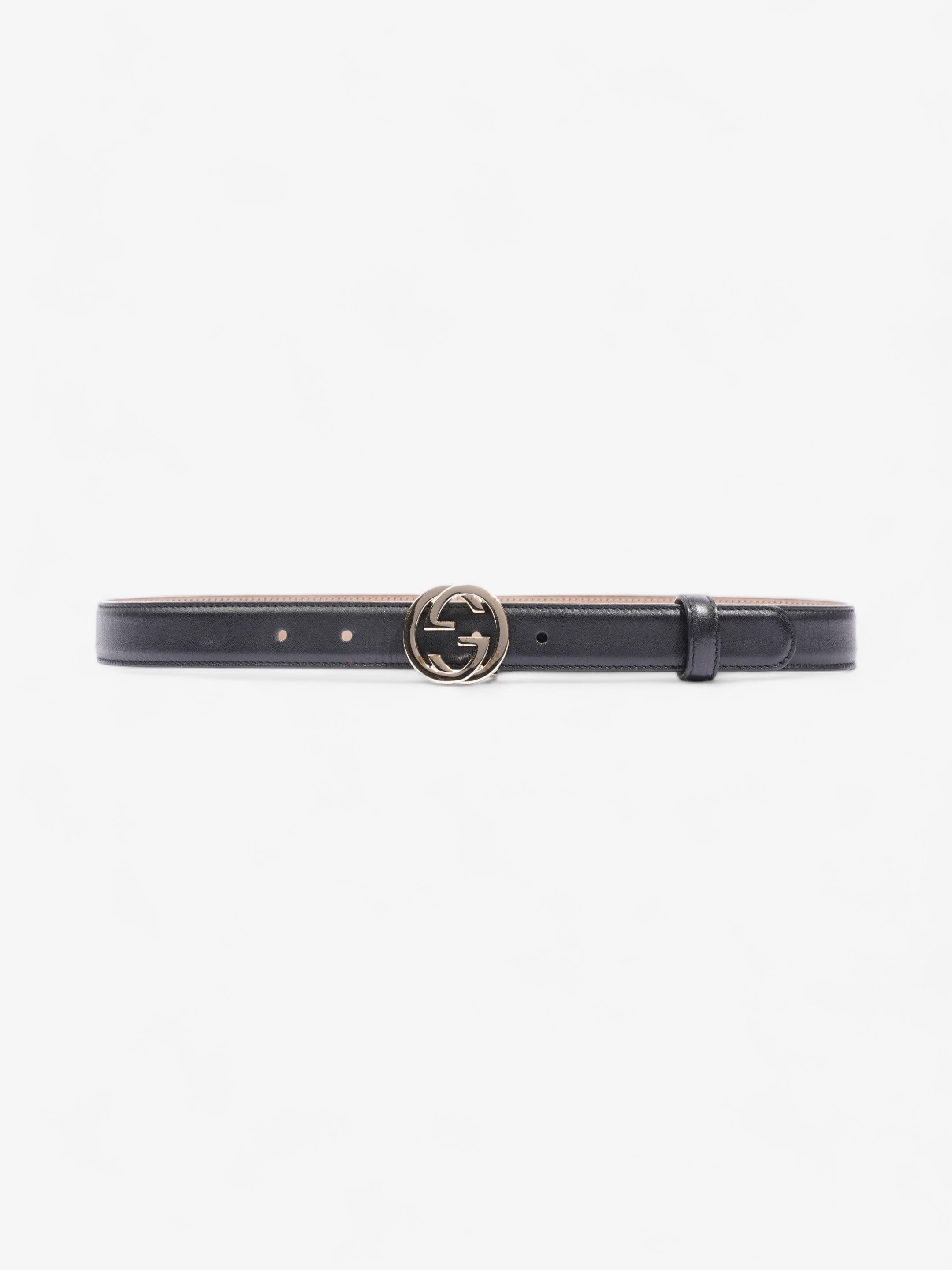Gucci Interlocking G Thin Belt Black Leather 75cm 30"