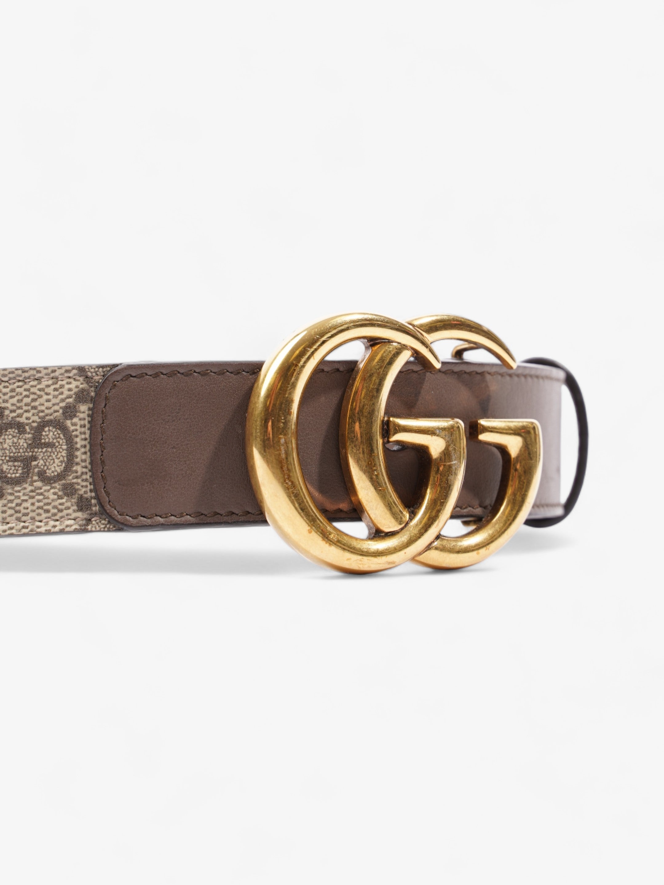 Gucci GG Marmont Thin Belt GG Supreme / Brown Leather 75cm / 30"