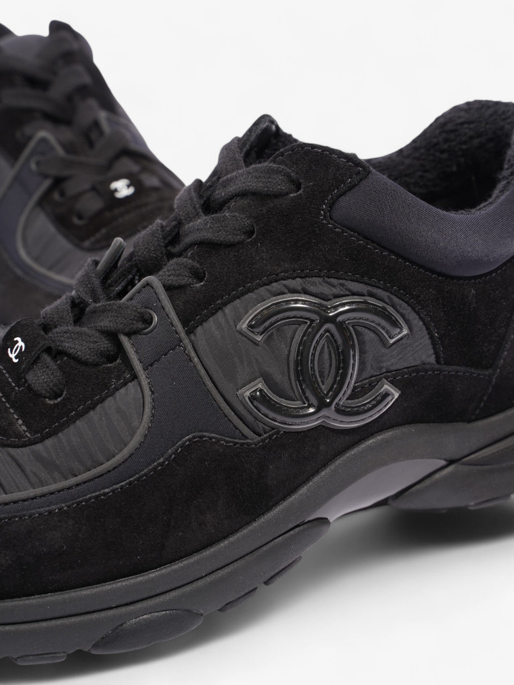 Chanel CC Logo Sneakers Black Suede EU 37.5 UK 4.5
