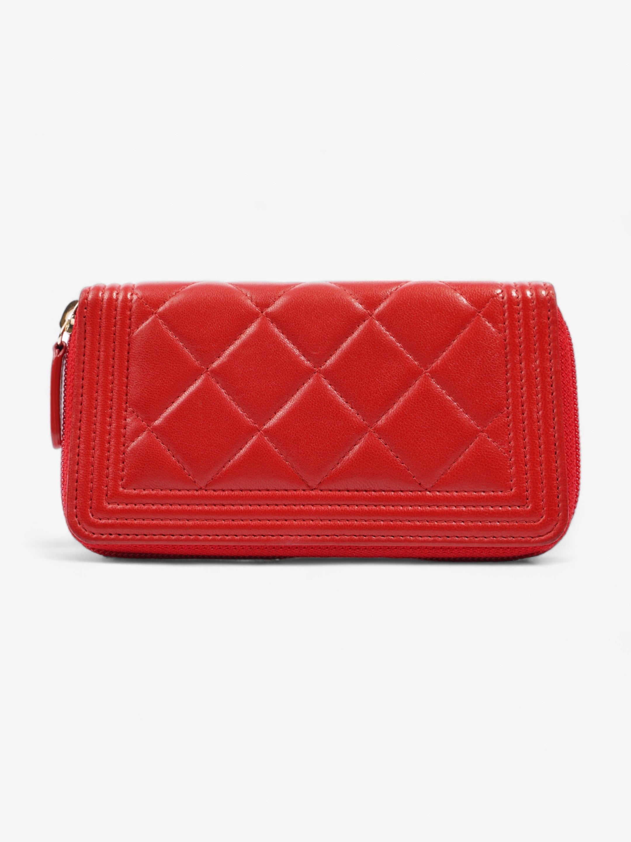 Chanel Coin Case Red Lambskin Leather