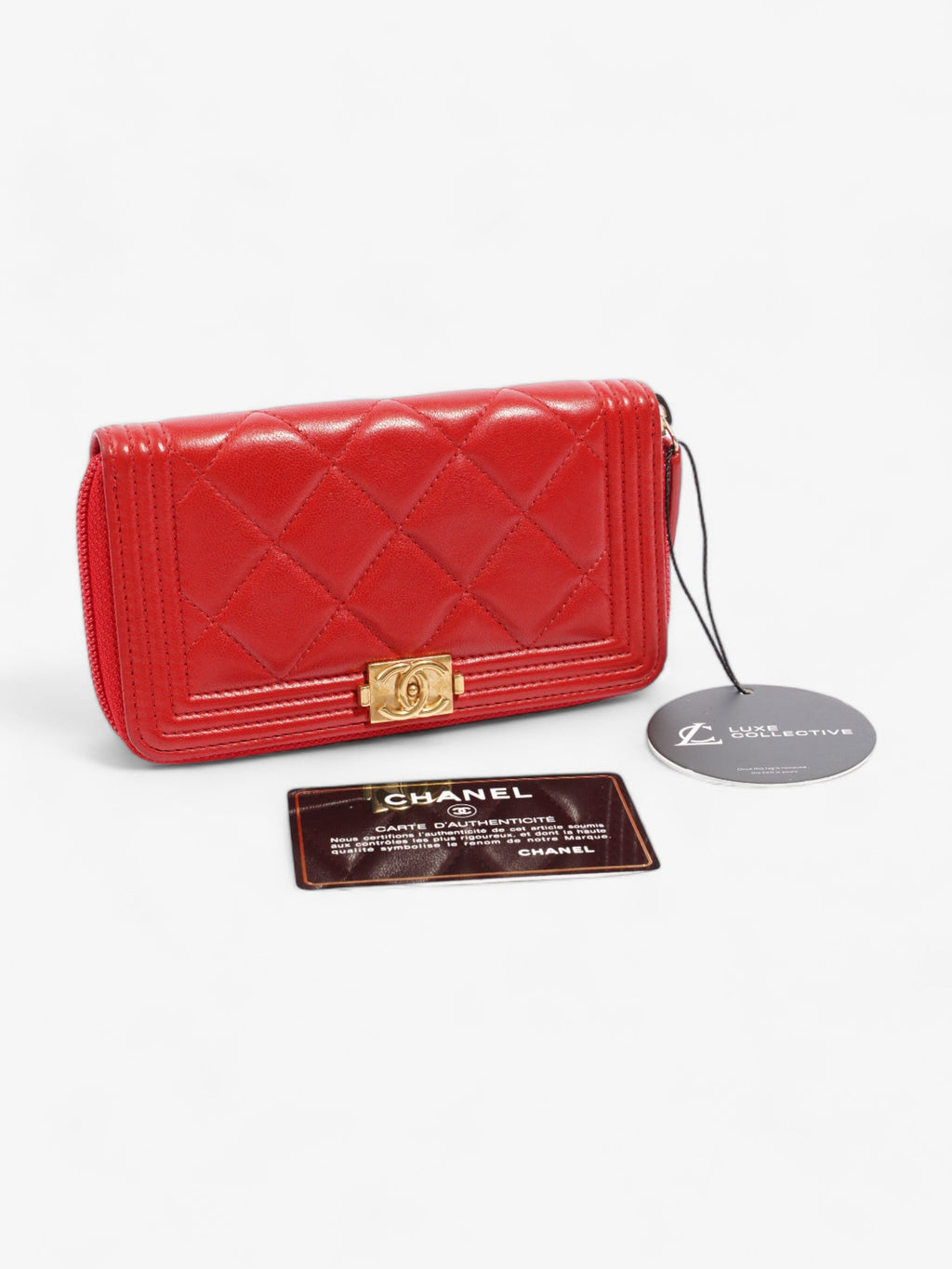 Chanel Coin Case Red Lambskin Leather