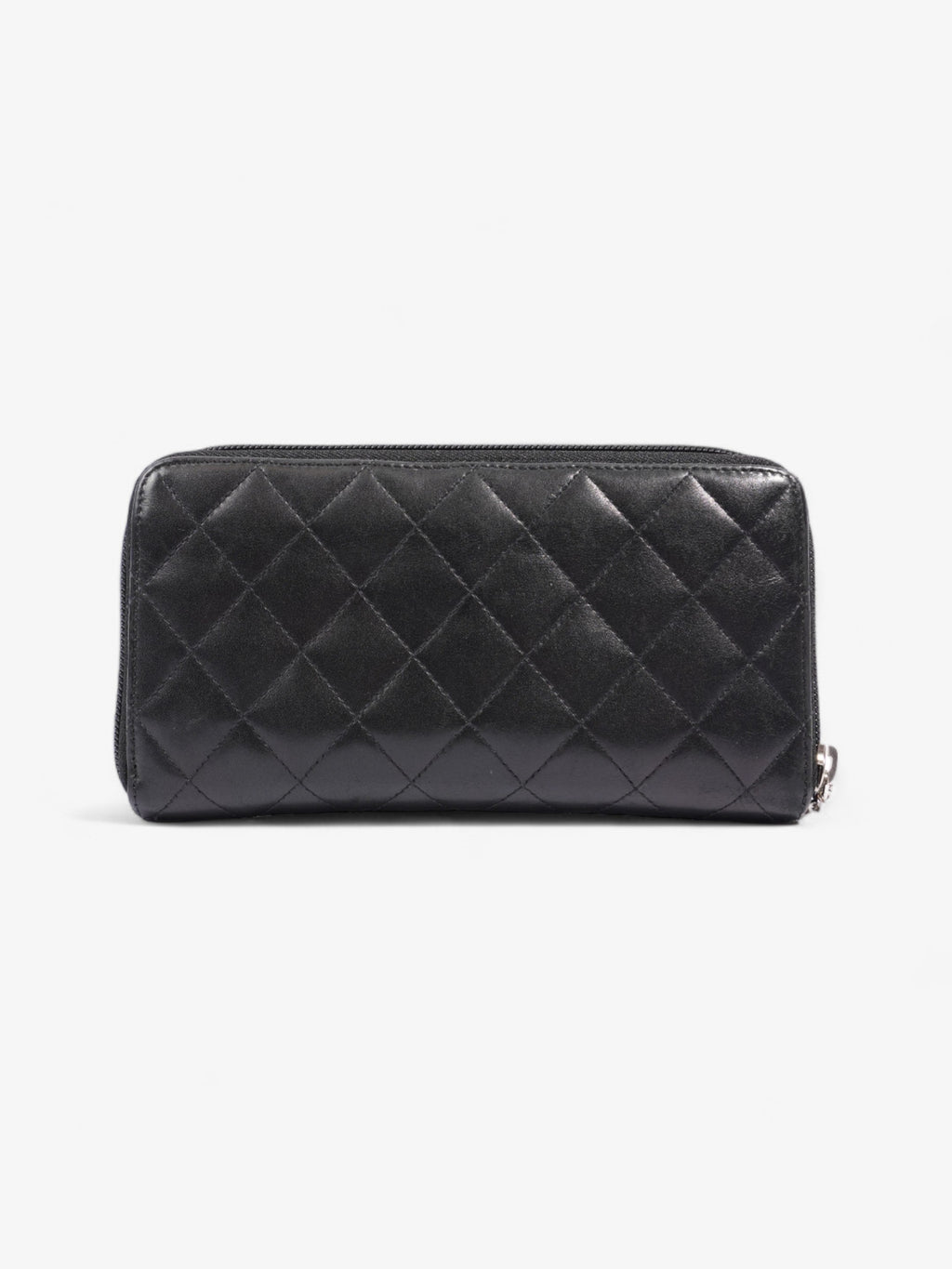 Chanel CC Cambon Long Zipper Bifold Wallet Black Leather