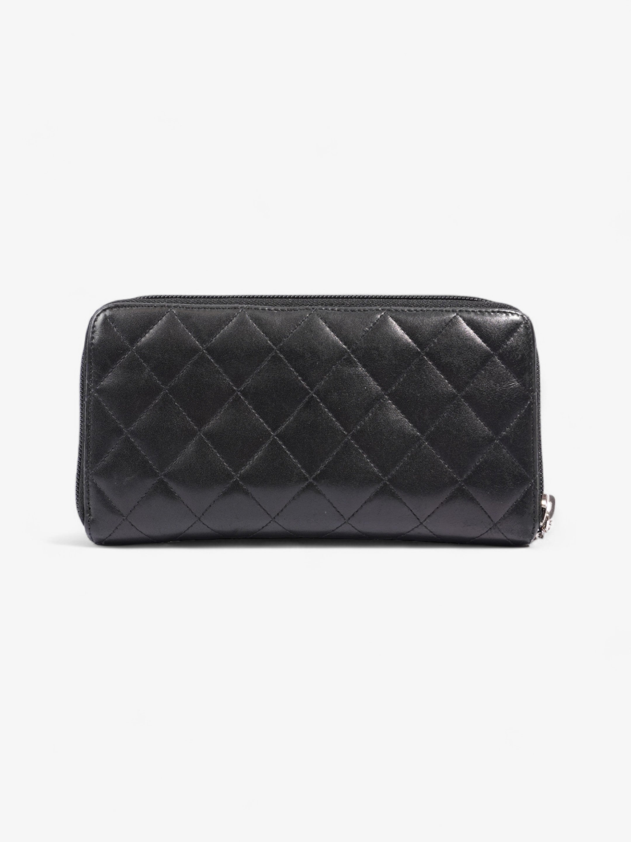 Chanel CC Cambon Long Zipper Bifold Wallet Black Leather