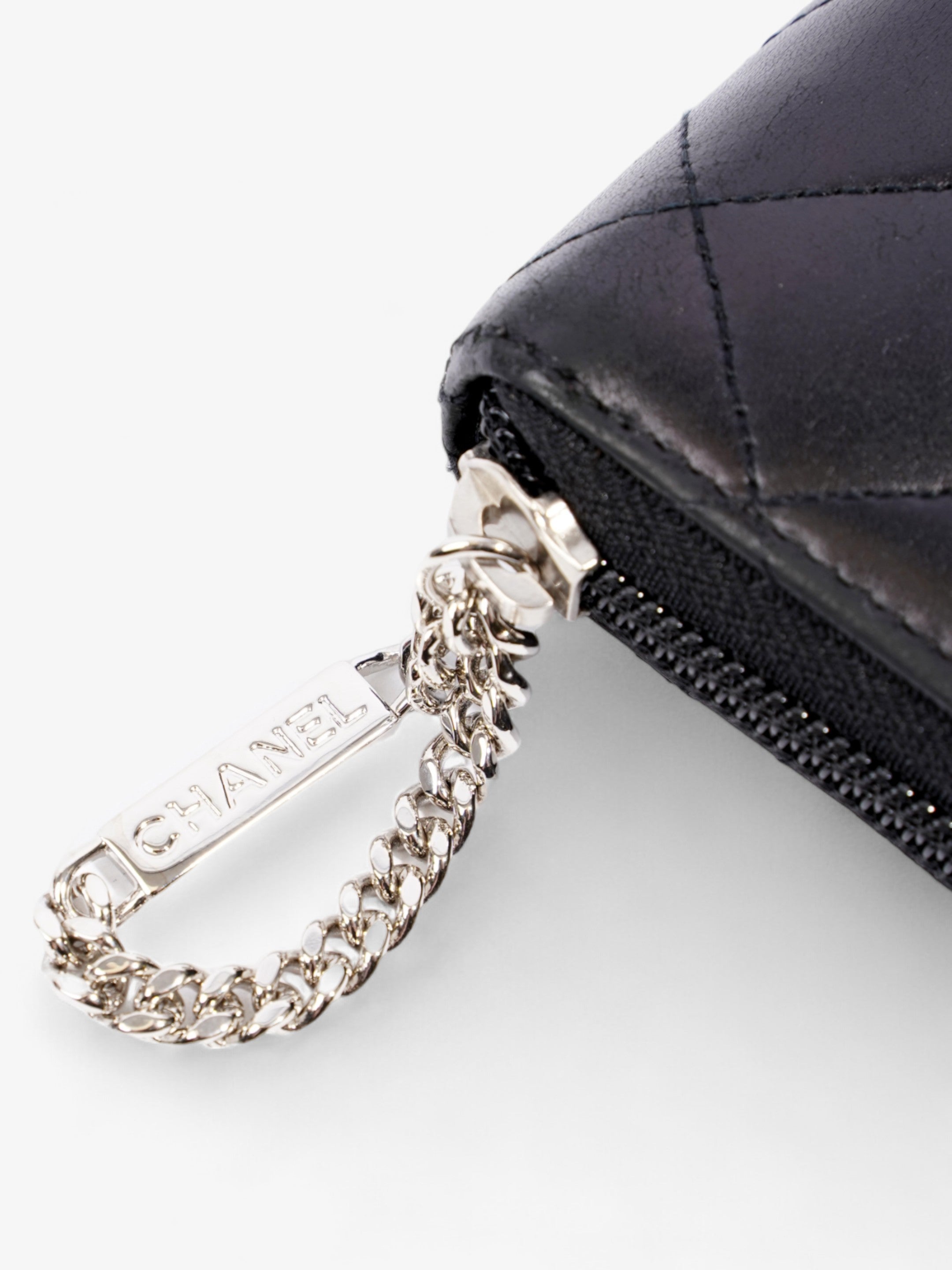 Chanel CC Cambon Long Zipper Bifold Wallet Black Leather