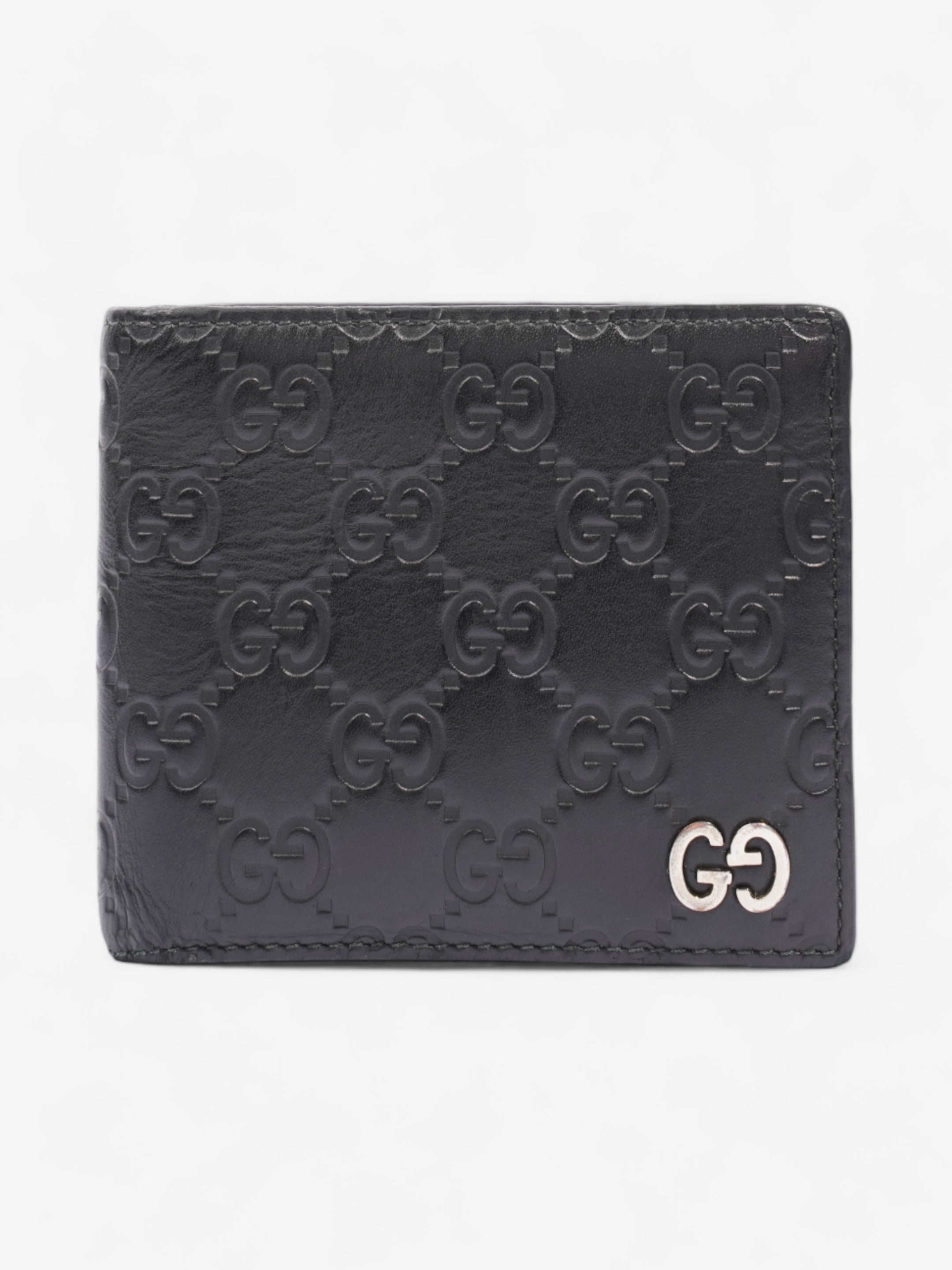 Gucci Guccissima Compact Wallet Black Leather