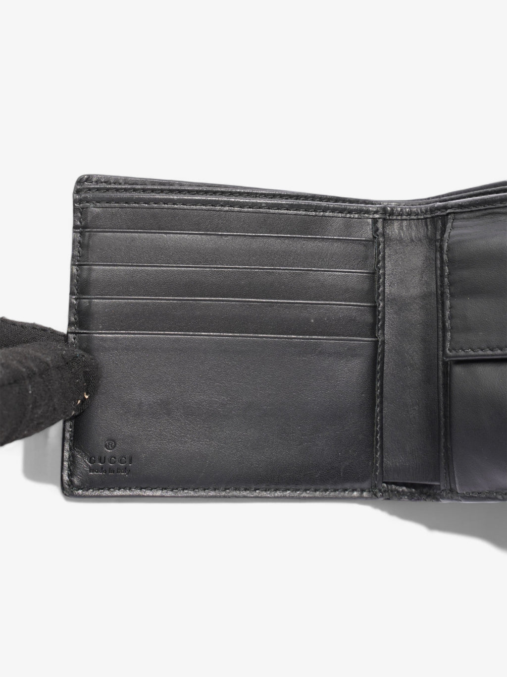 Gucci Guccissima Compact Wallet Black Leather