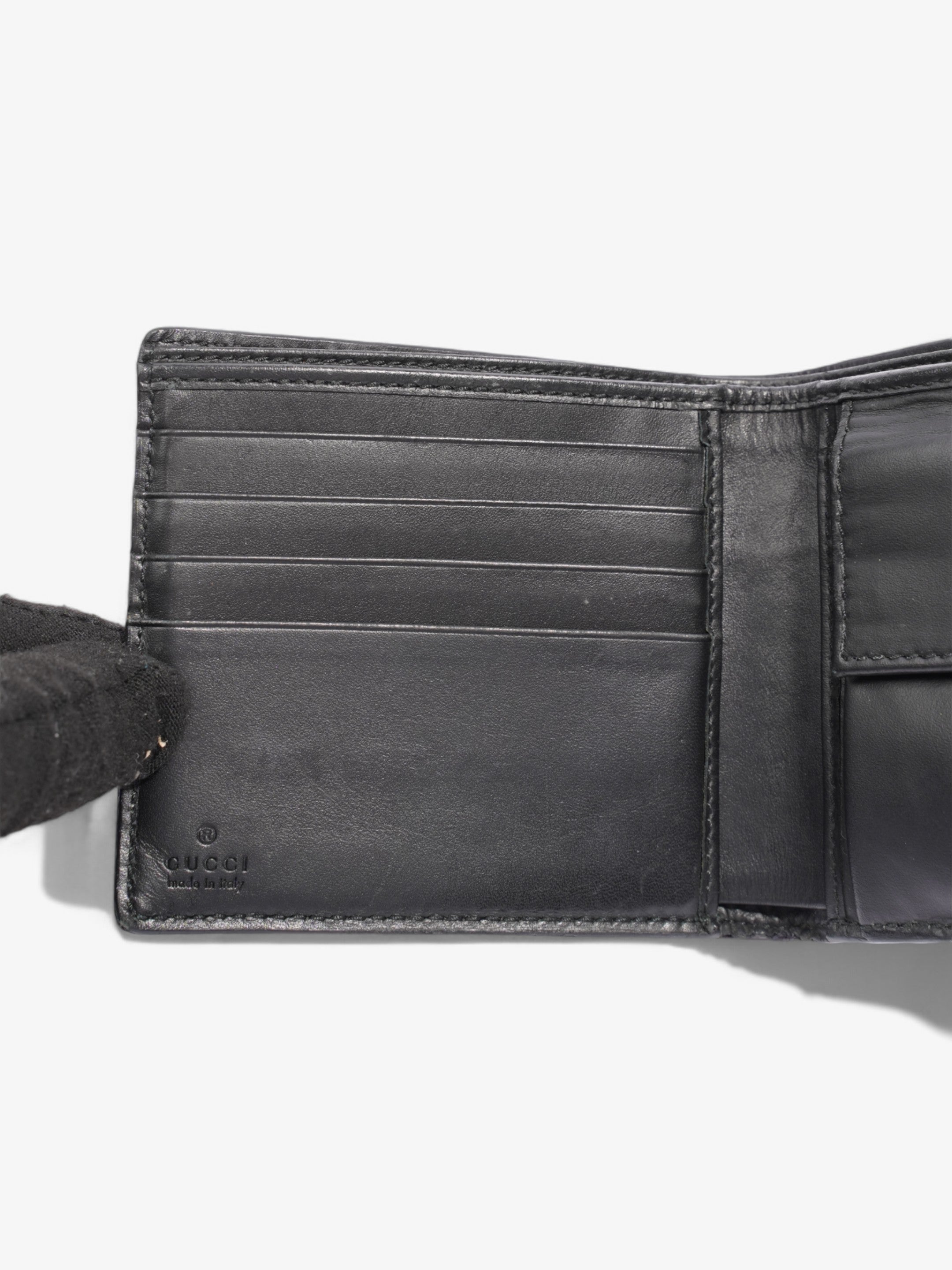 Gucci Guccissima Compact Wallet Black Leather