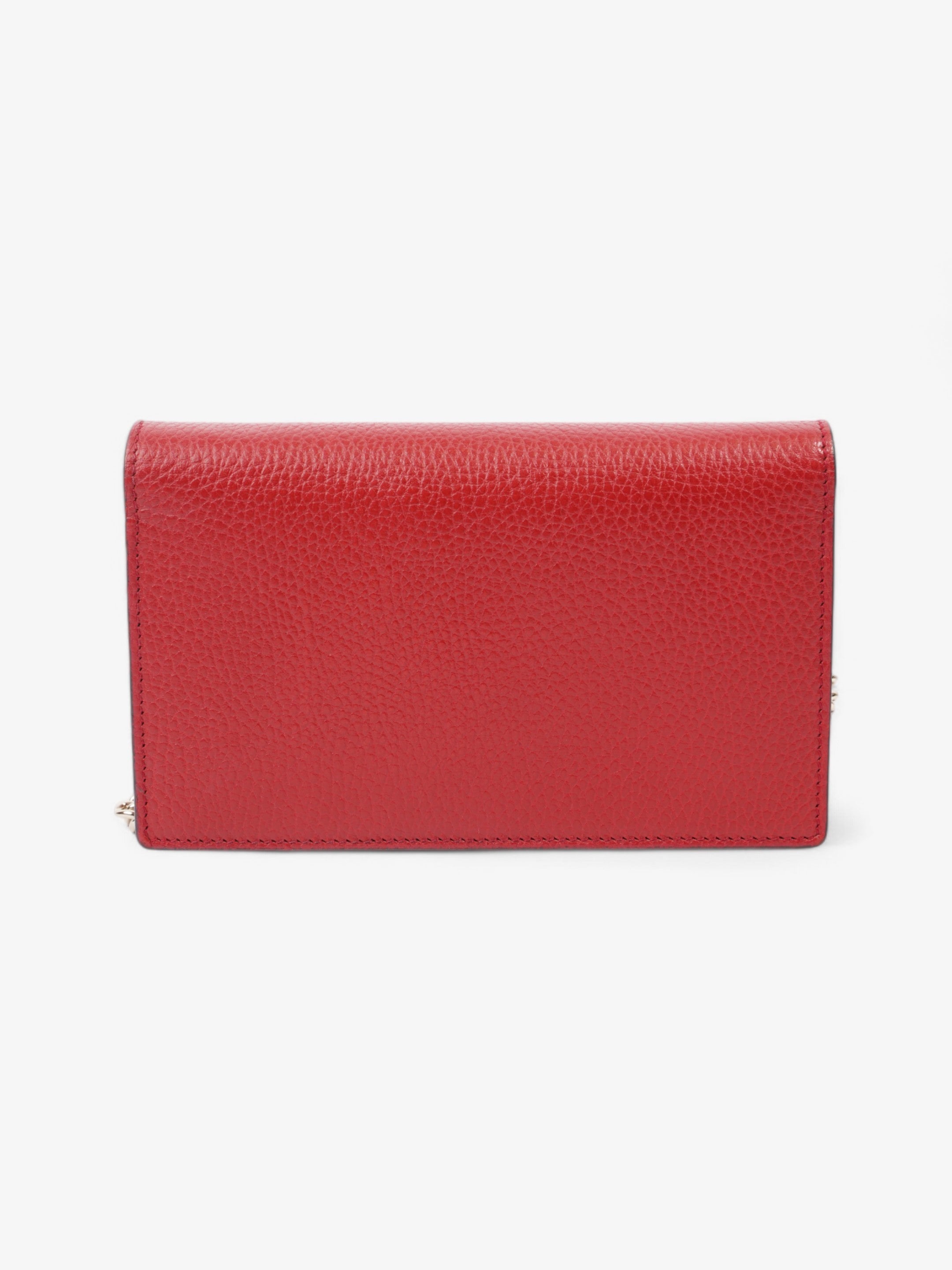 Gucci Interlocking G Leather Chain Wallet Red Leather