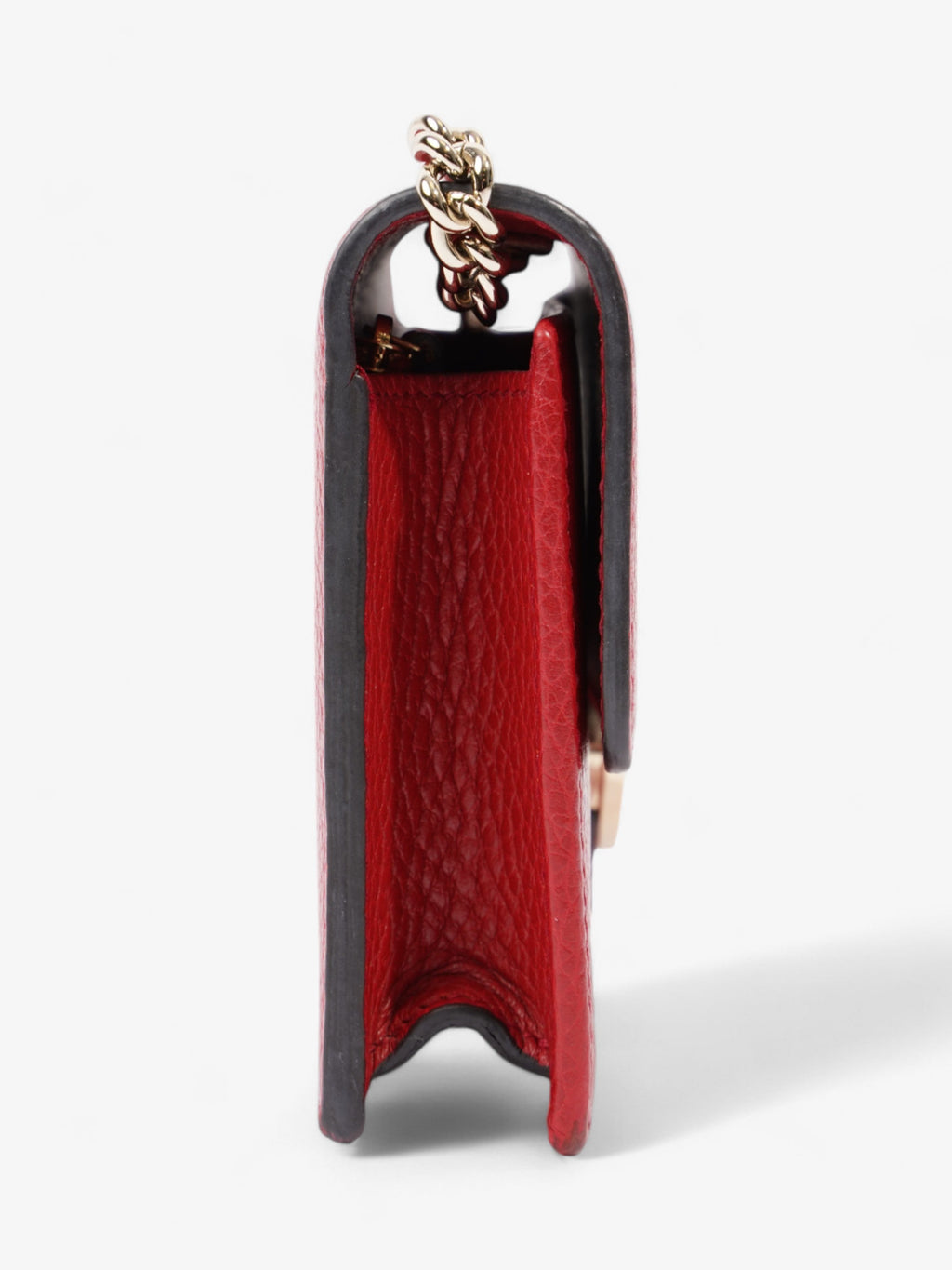Gucci Interlocking G Leather Chain Wallet Red Leather