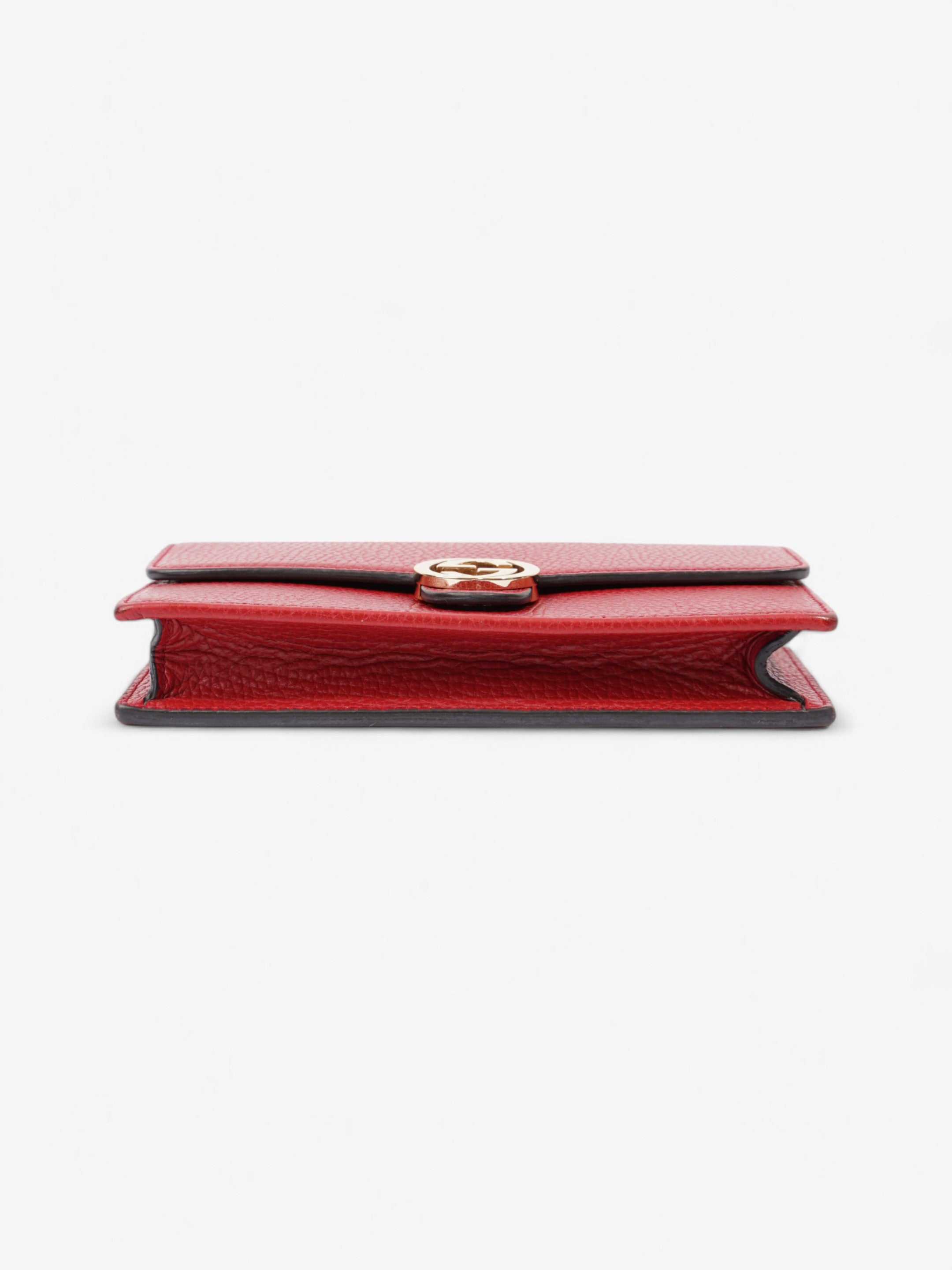Gucci Interlocking G Leather Chain Wallet Red Leather