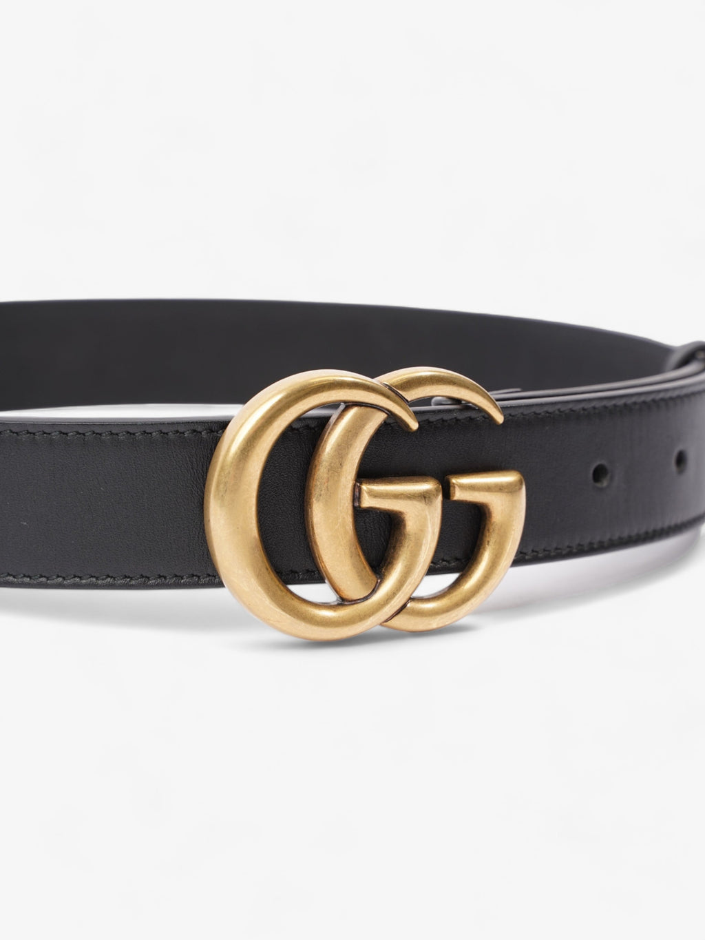Gucci GG Marmont Thin Belt Black Leather 70cm 28"