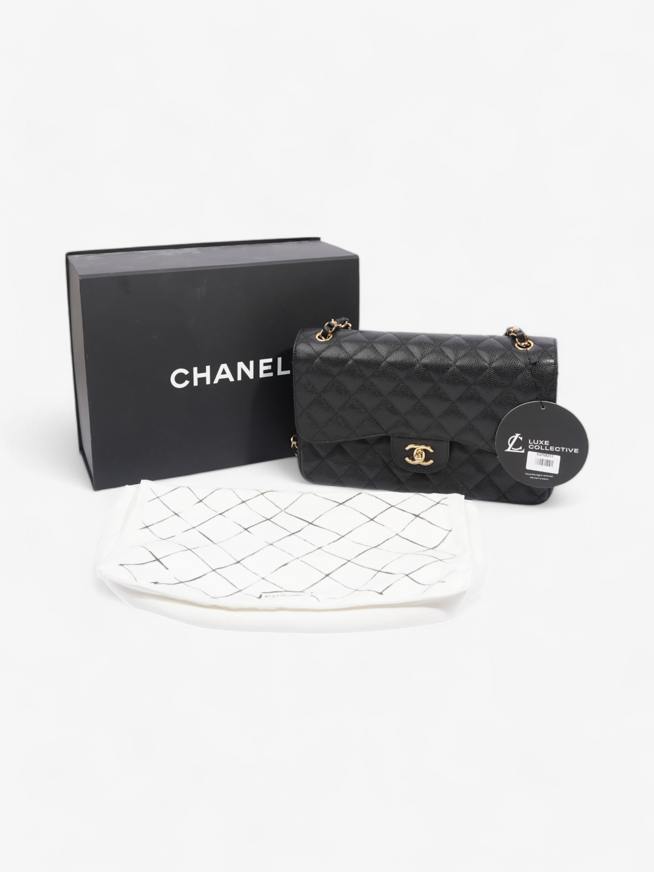 Chanel Classic Double Flap Black Caviar Leather Jumbo