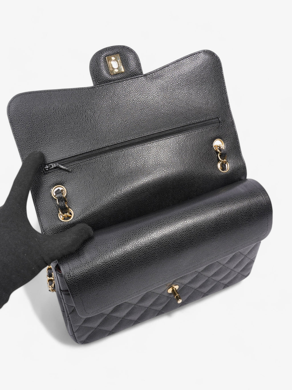 Chanel Classic Double Flap Black Caviar Leather Jumbo