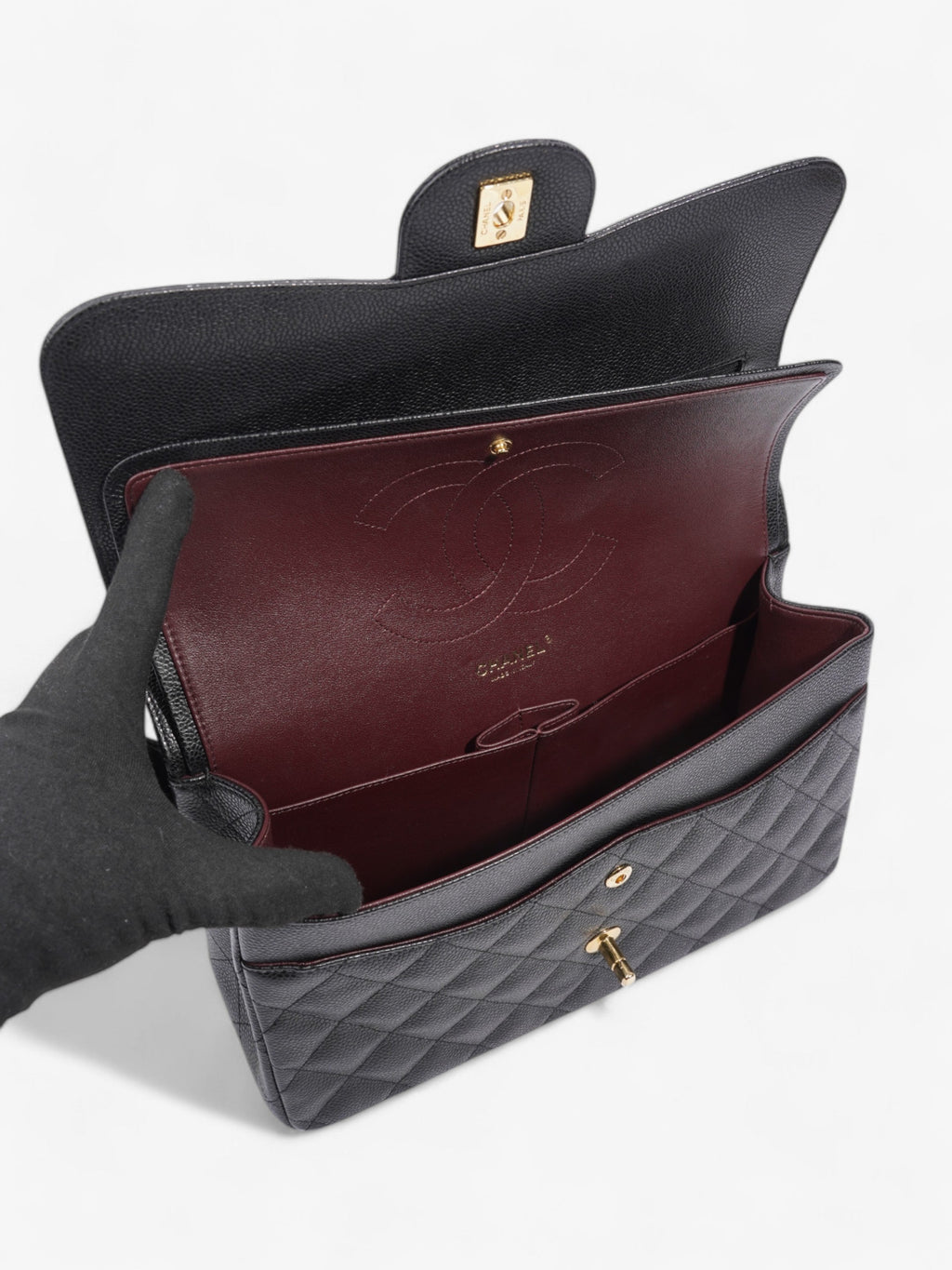 Chanel Classic Double Flap Black Caviar Leather Jumbo