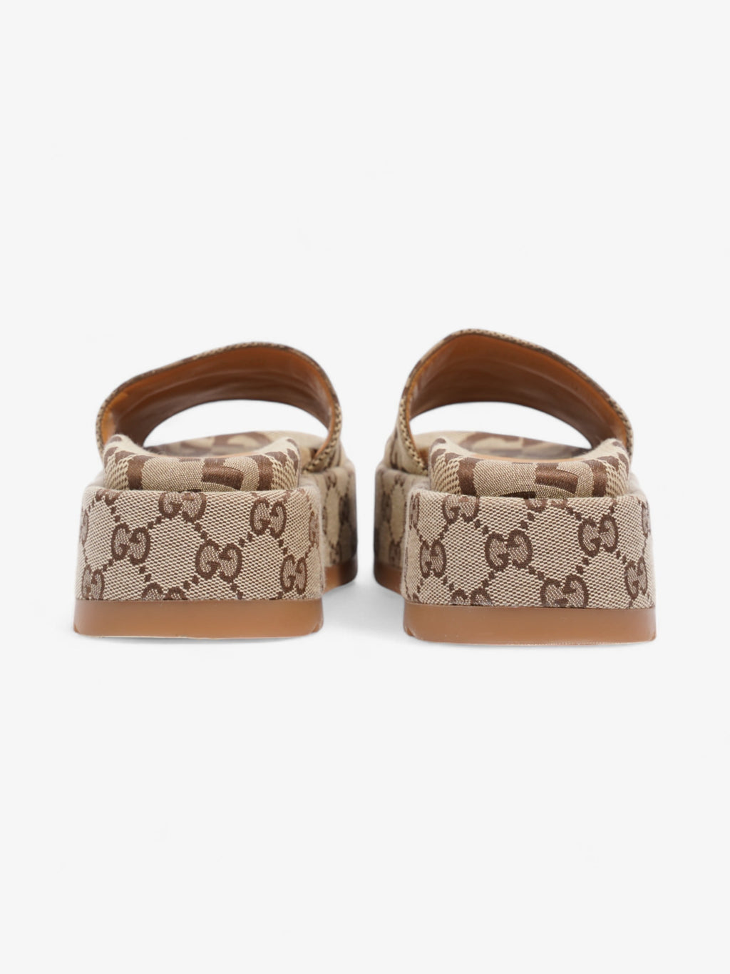 Gucci GG Platform Sandals Beige  / Brown Canvas EU 35 UK 2