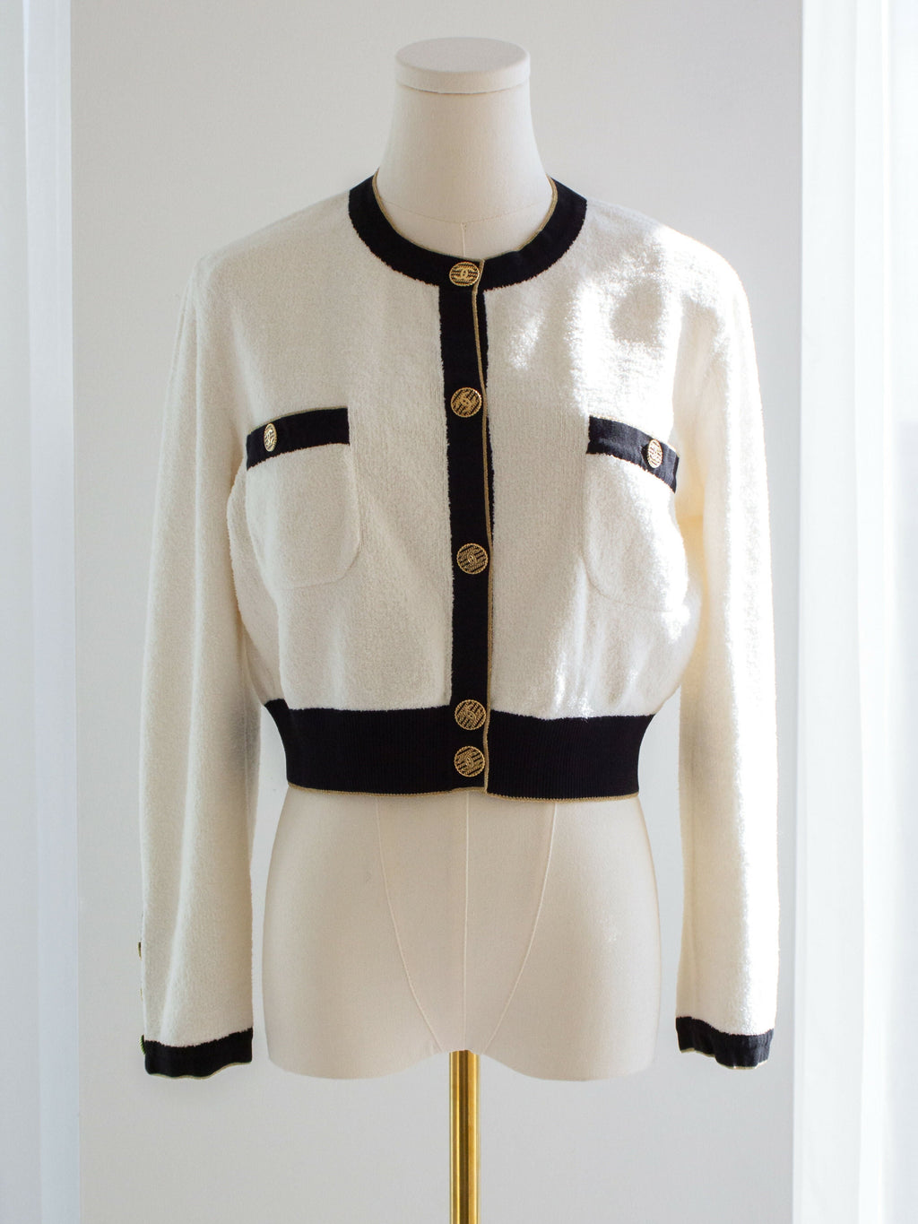 Chanel Cruise 2019 La Pausa White Black Gold Terry 19C igan Jacket