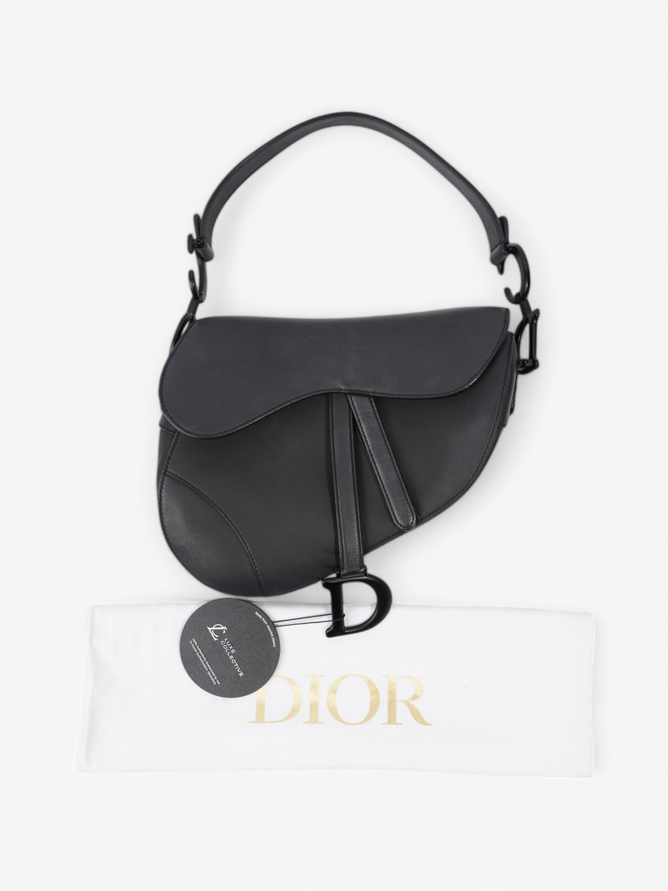 Christian Dior Saddle Bag Black Leather