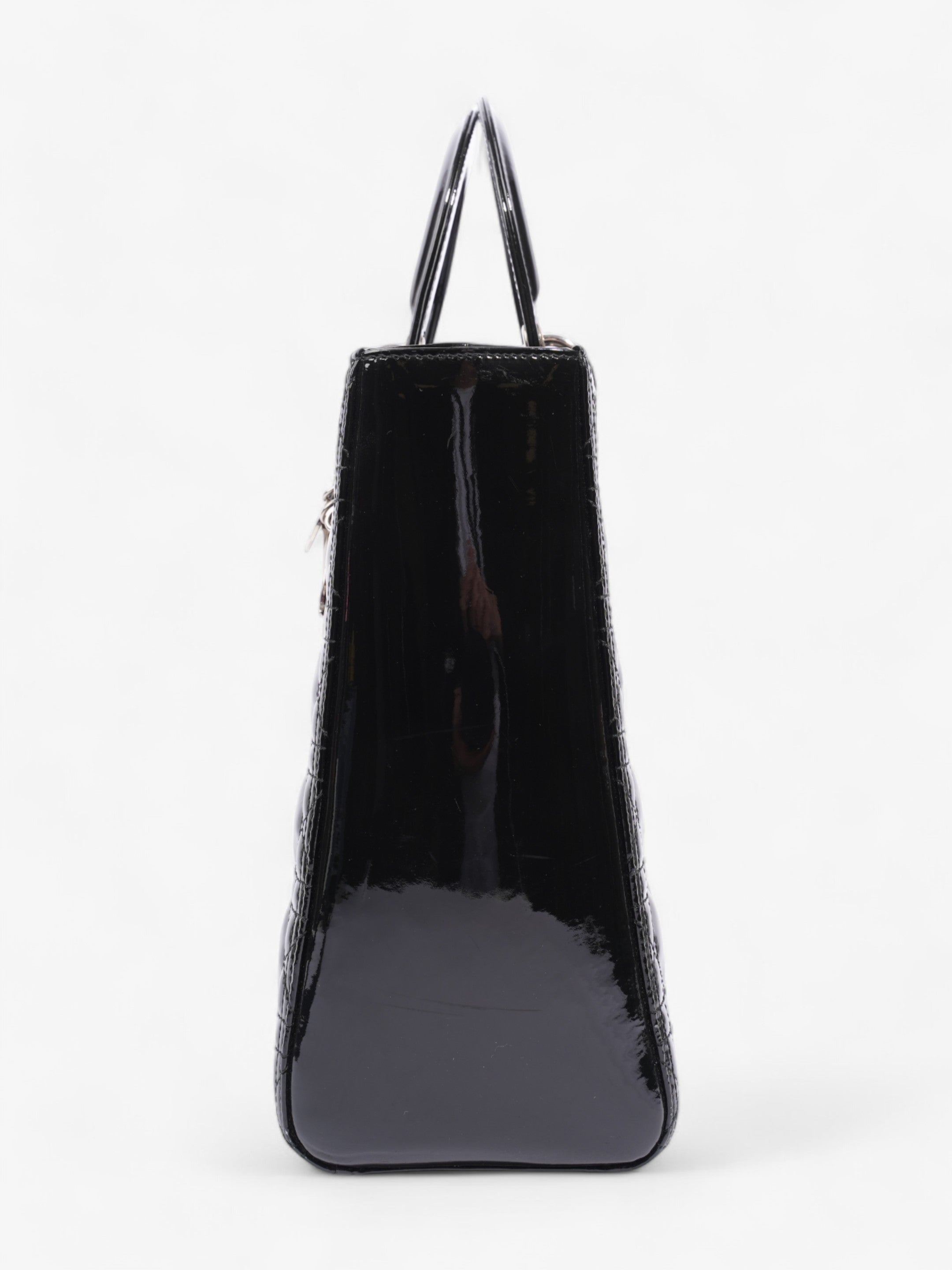 Christian Dior Lady Dior Black Patent Leather Large