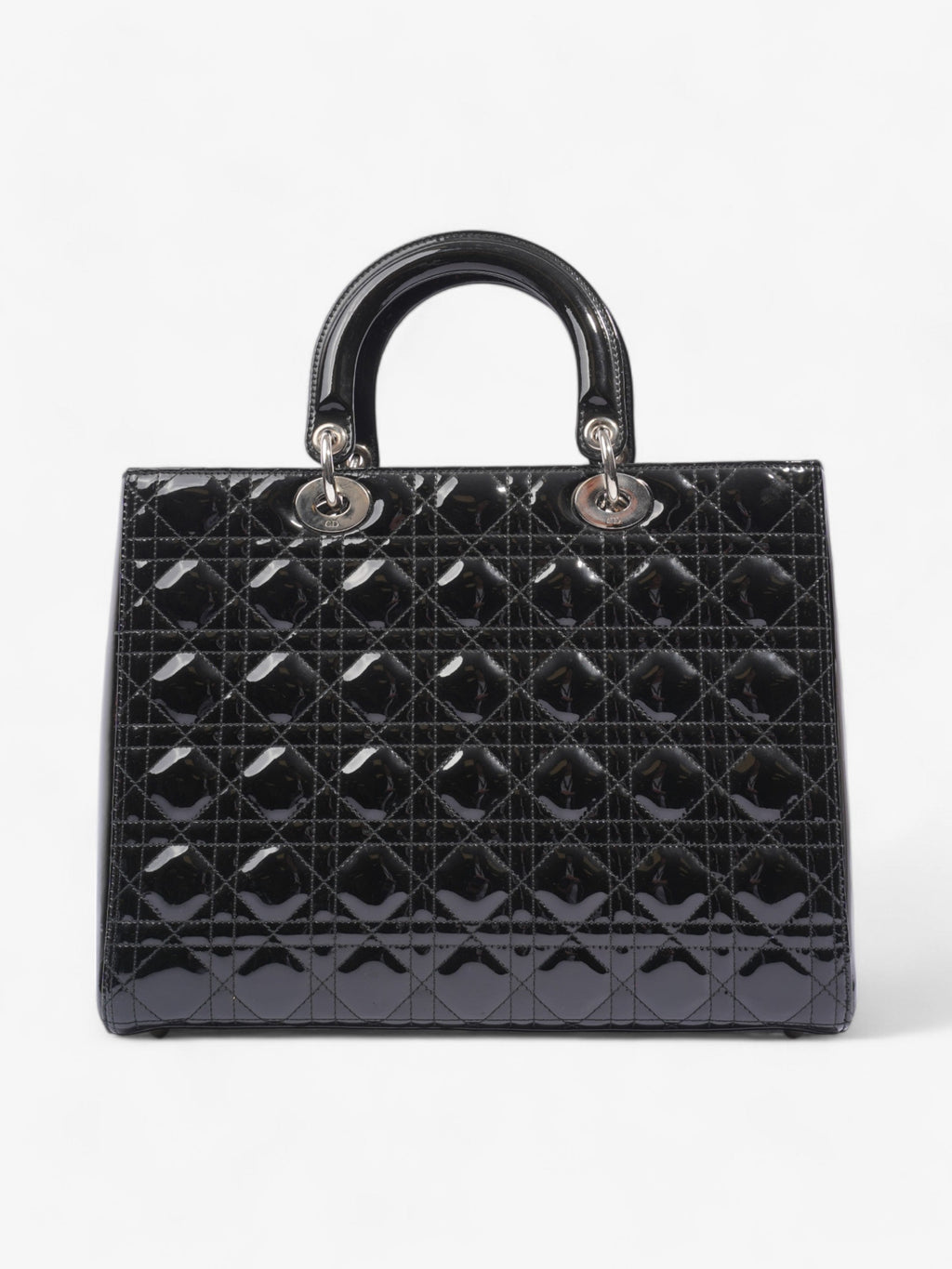 Christian Dior Lady Dior Black Patent Leather Large
