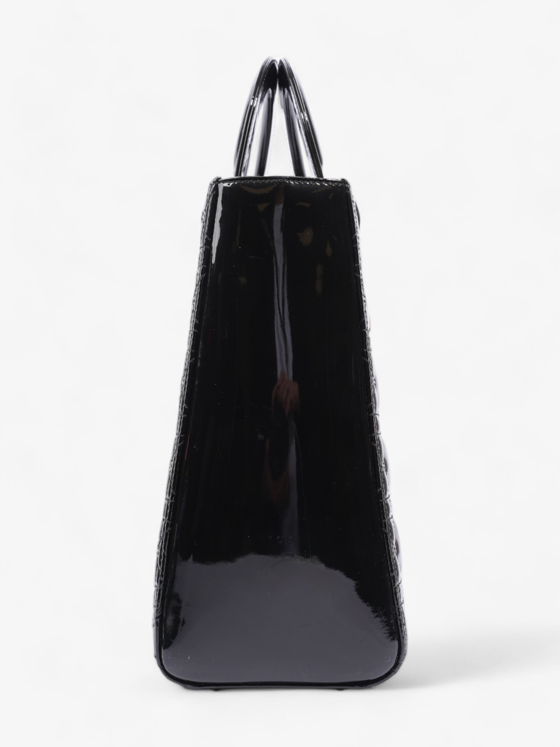 Christian Dior Lady Dior Black Patent Leather Large