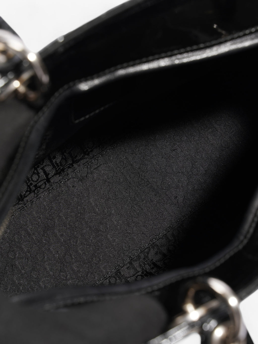 Christian Dior Lady Dior Black Patent Leather Large
