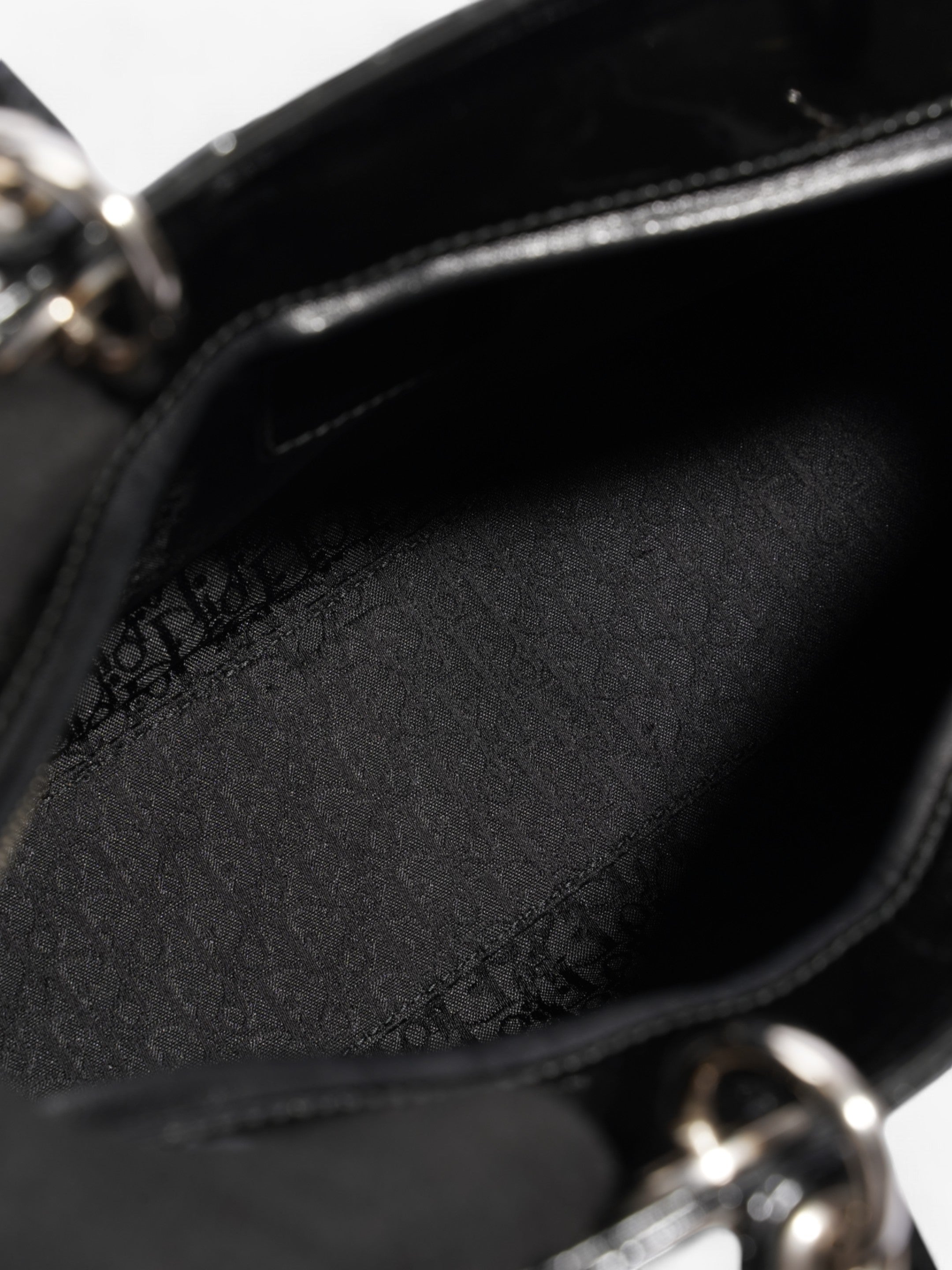 Christian Dior Lady Dior Black Patent Leather Large