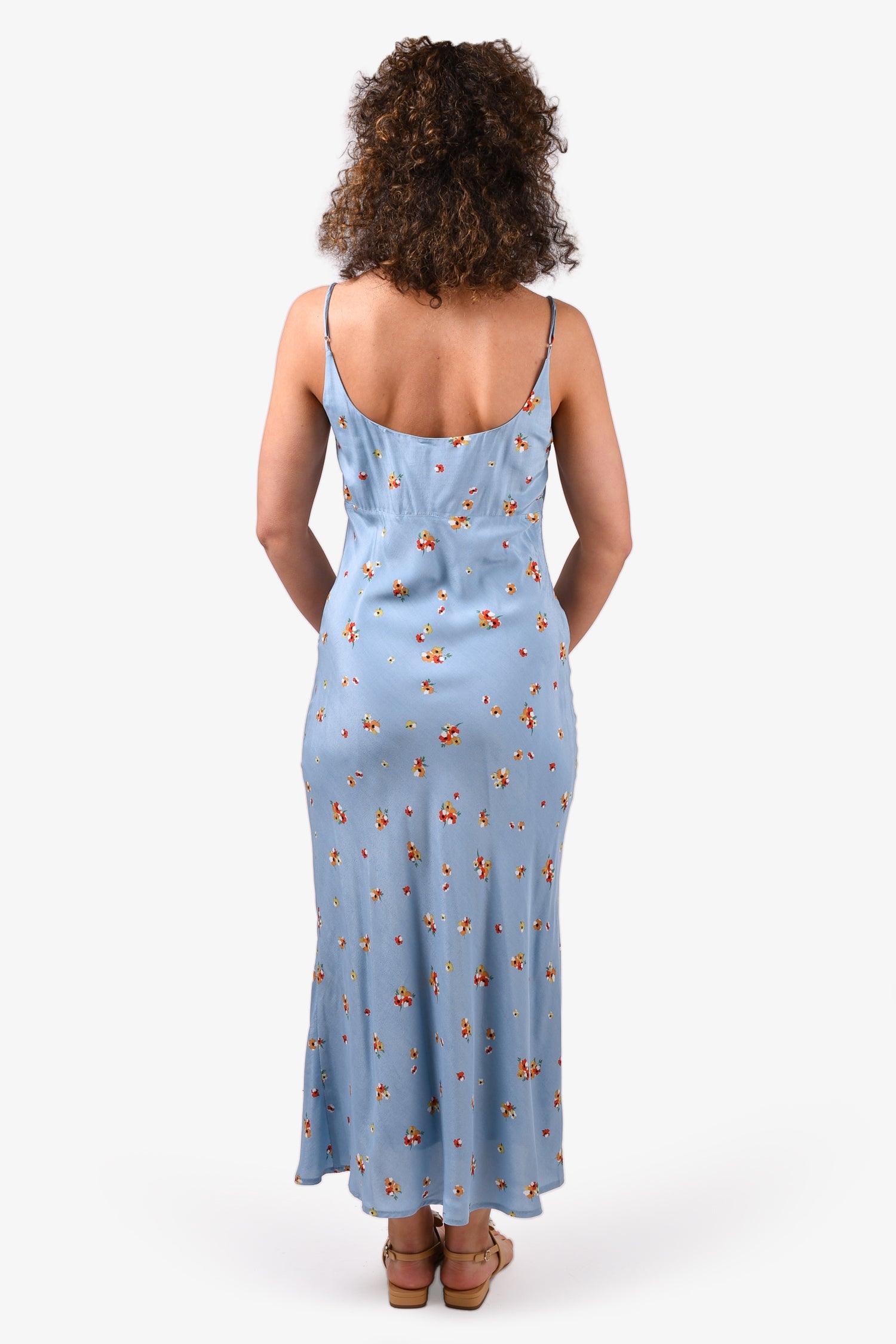 ASTR The Label Blue/Yellow Floral Sleeveless Maxi Dress Size S