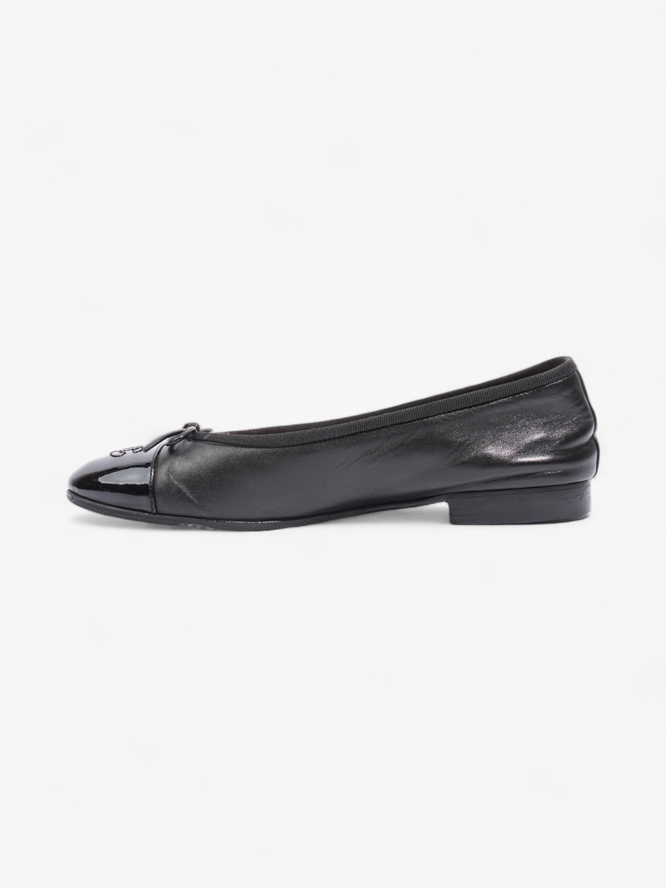 Chanel CC Ballerina Pumps Black Leather EU 37.5 UK 4.5