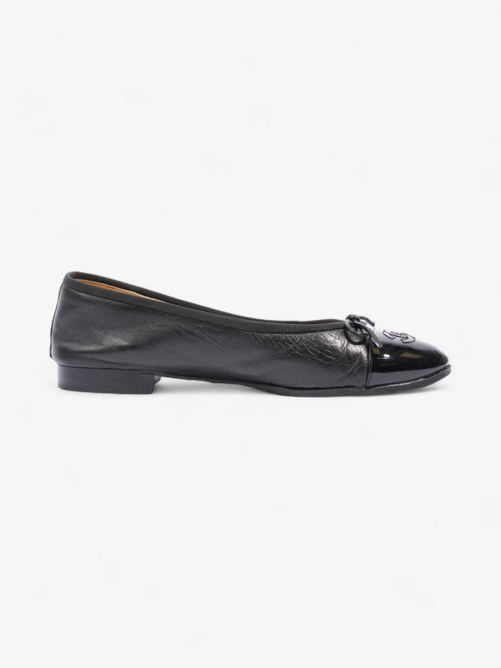 Chanel CC Ballerina Pumps Black Leather EU 37.5 UK 4.5