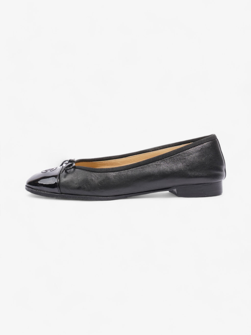 Chanel CC Ballerina Pumps Black Leather EU 37.5 UK 4.5