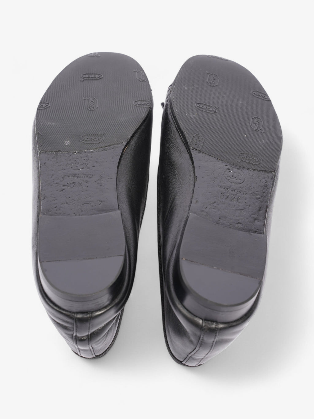 Chanel CC Ballerina Pumps Black Leather EU 37.5 UK 4.5
