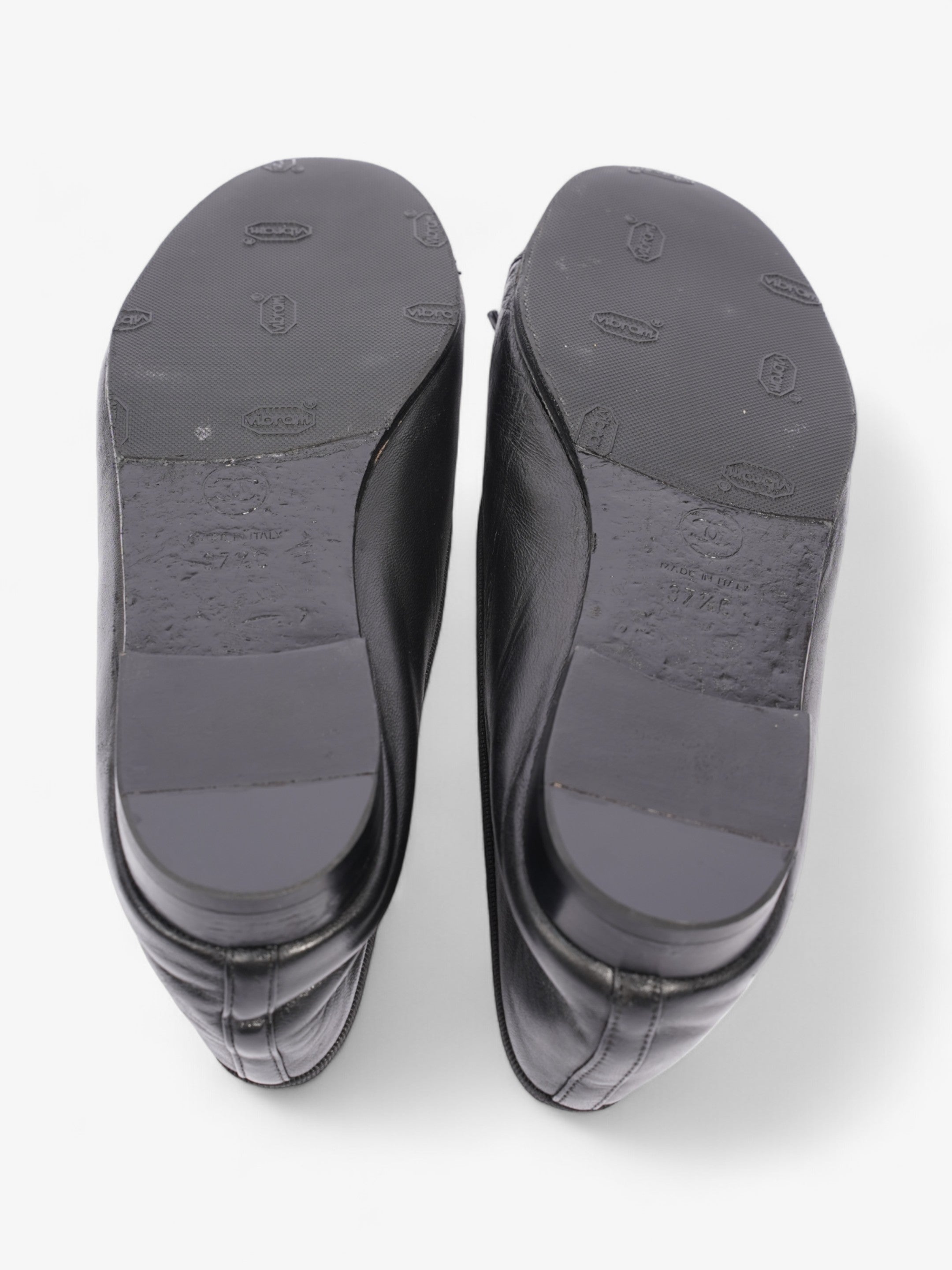 Chanel CC Ballerina Pumps Black Leather EU 37.5 UK 4.5