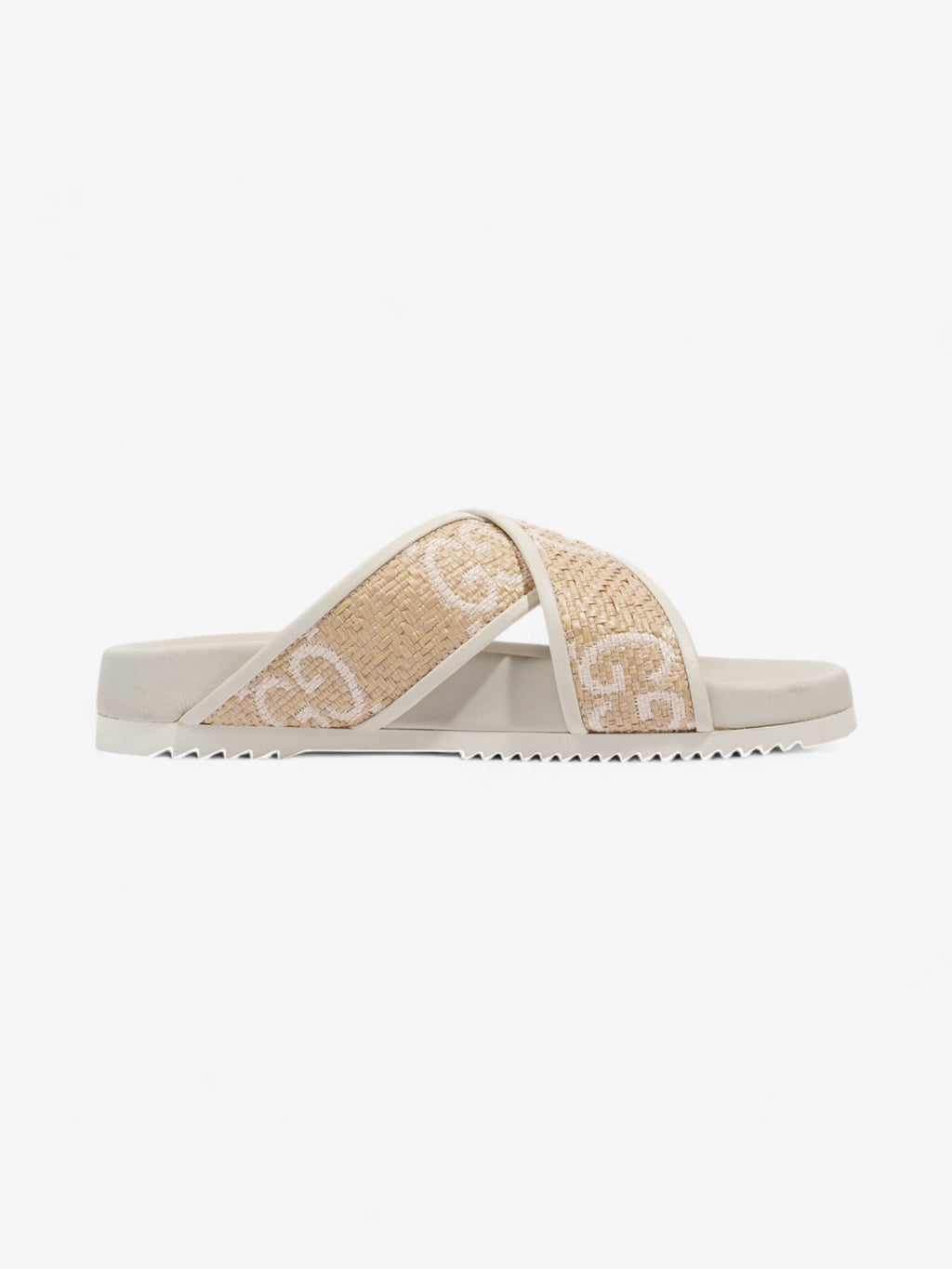 Gucci GG Crossover Sandals White / Natural / Baby Pink Raffia EU 39 UK 6