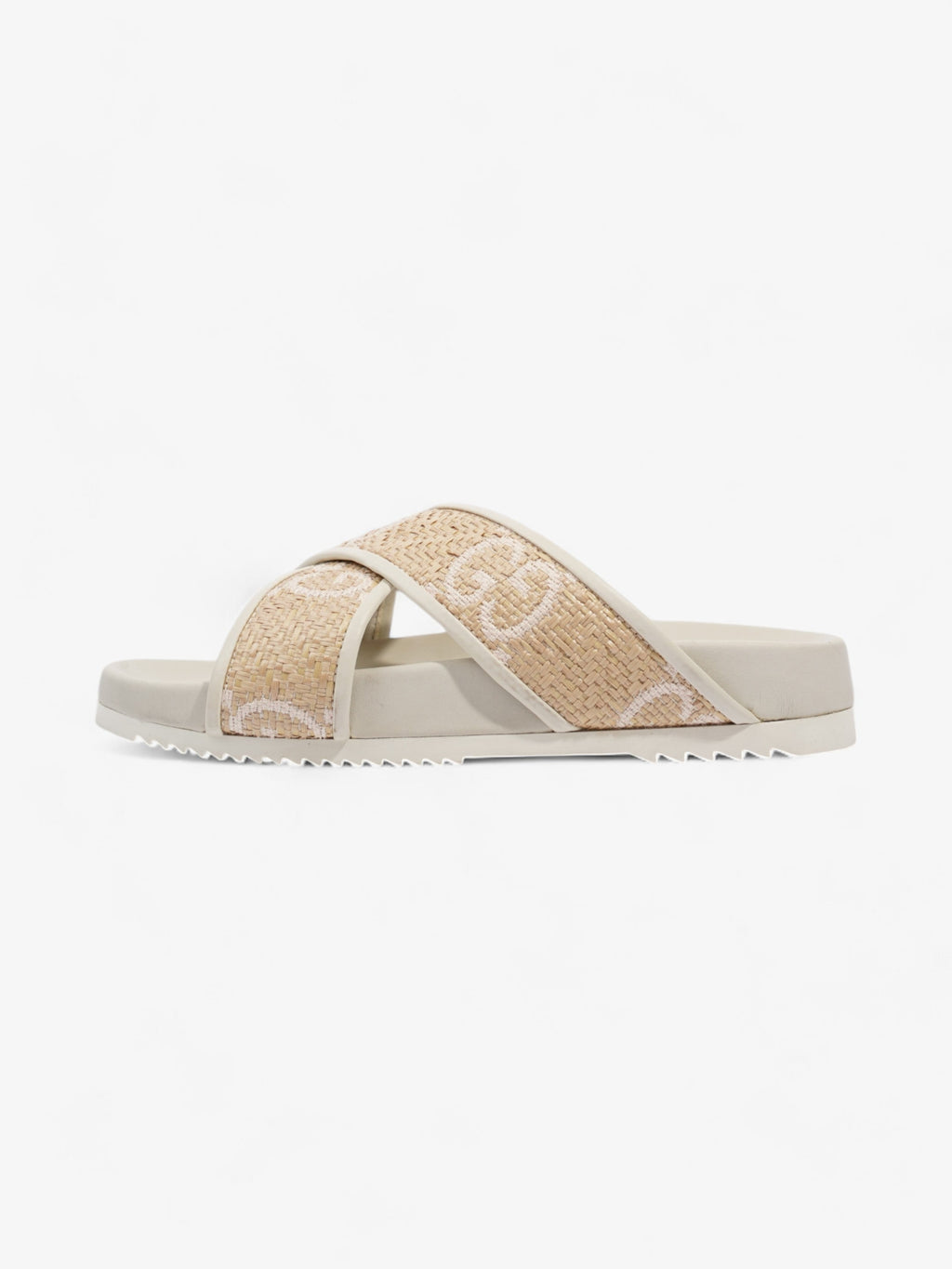 Gucci GG Crossover Sandals White / Natural / Baby Pink Raffia EU 39 UK 6