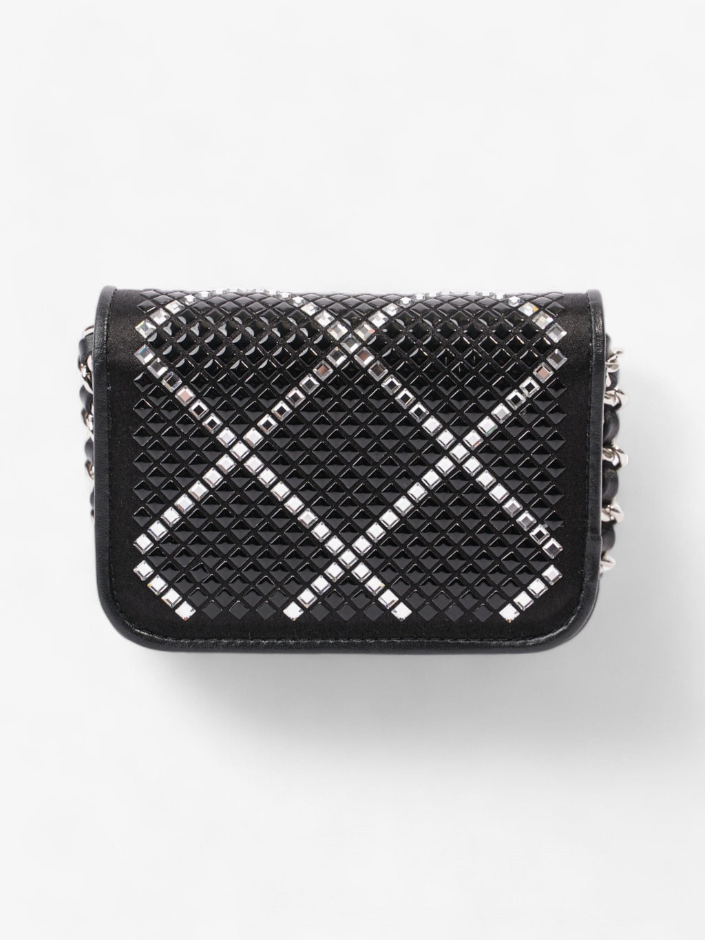 Chanel CC Flap  Holder on Chain Embellished Black / White Leather Mini