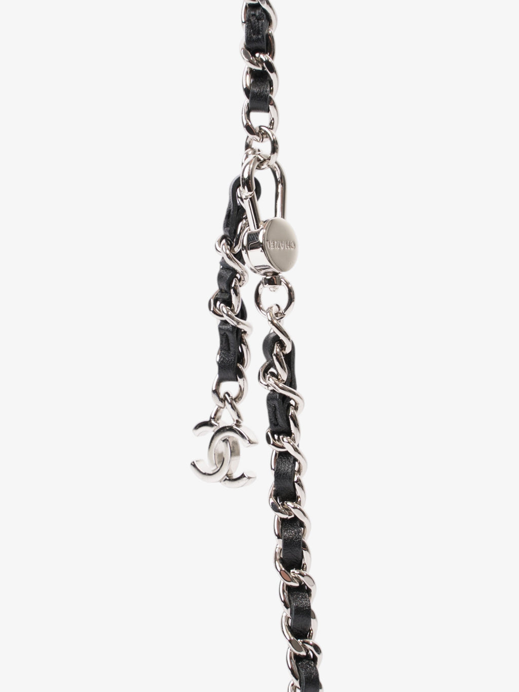 Chanel CC Flap  Holder on Chain Embellished Black / White Leather Mini