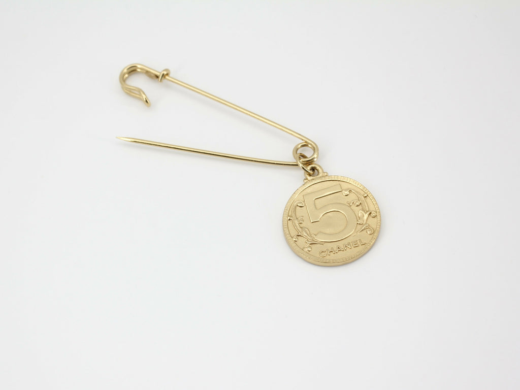 Chanel Vintage 03P Metal Ms Coco Coin Motif Brooch