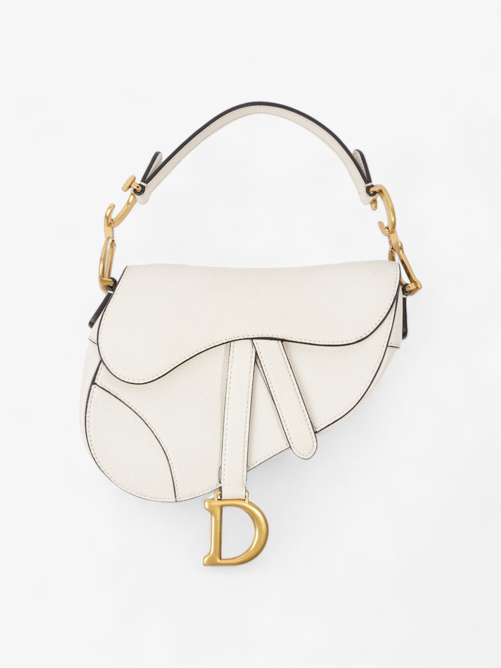 Christian Dior Saddle Bag White Calfskin Leather Mini