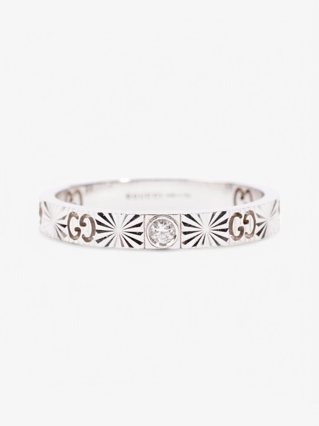 Gucci GG Cut Out Diamond Ring White Gold White Gold 18 (Circumference - 58mm)