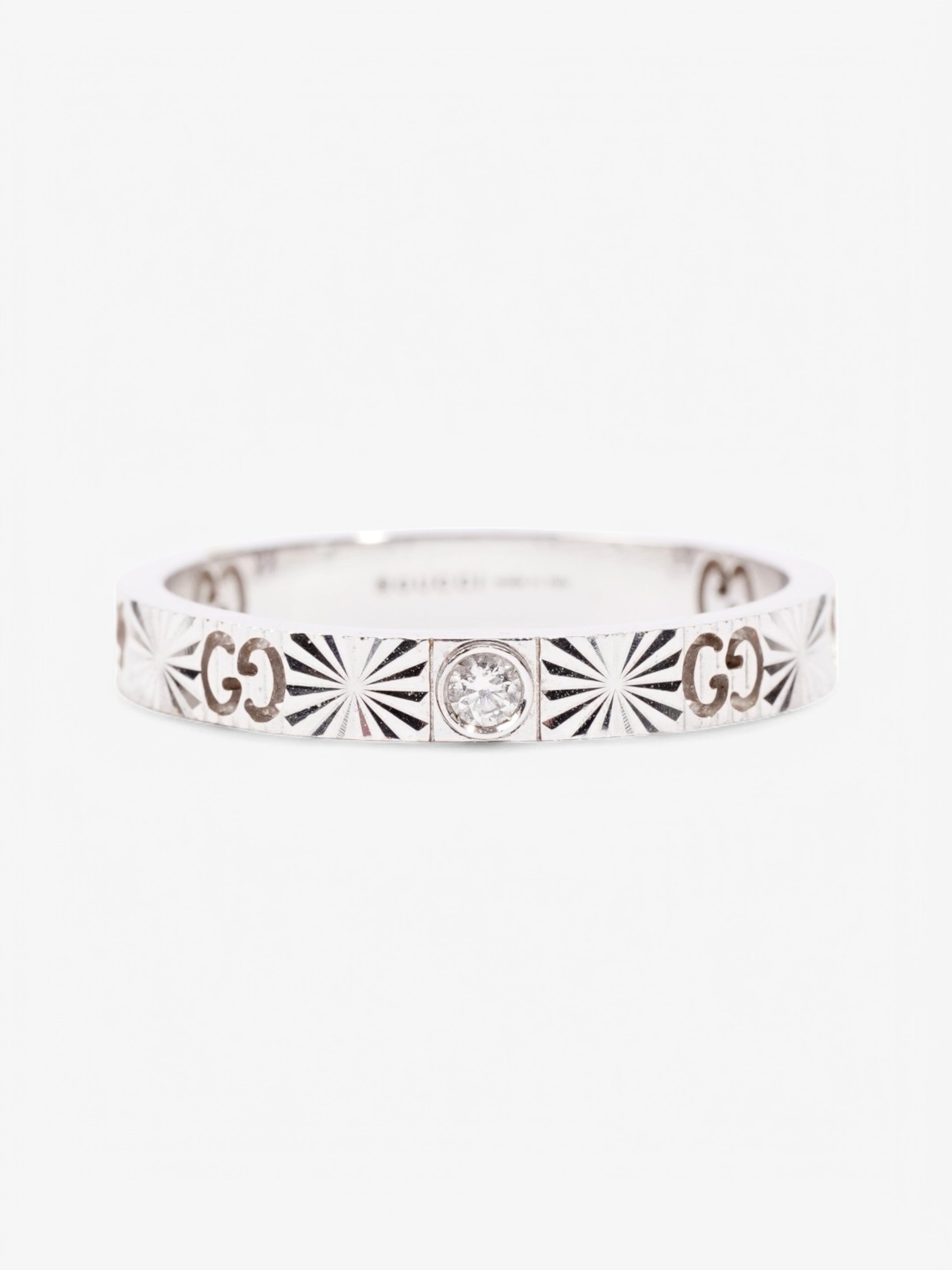 Gucci GG Cut Out Diamond Ring White Gold White Gold 18 (Circumference - 58mm)