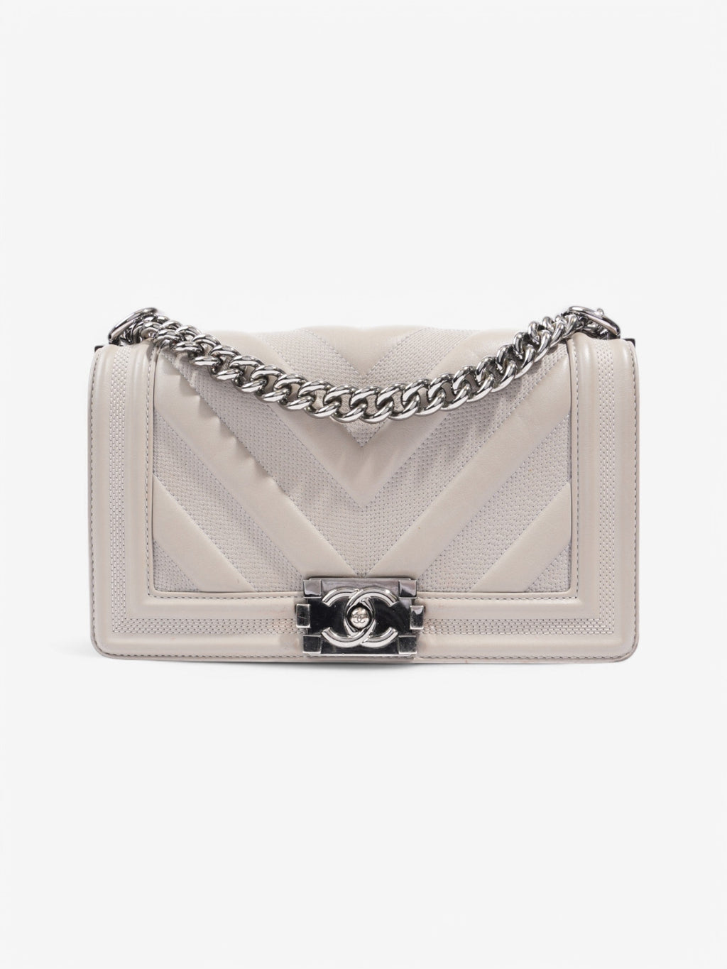 Chanel Boy Bag Grey Lambskin Leather Medium