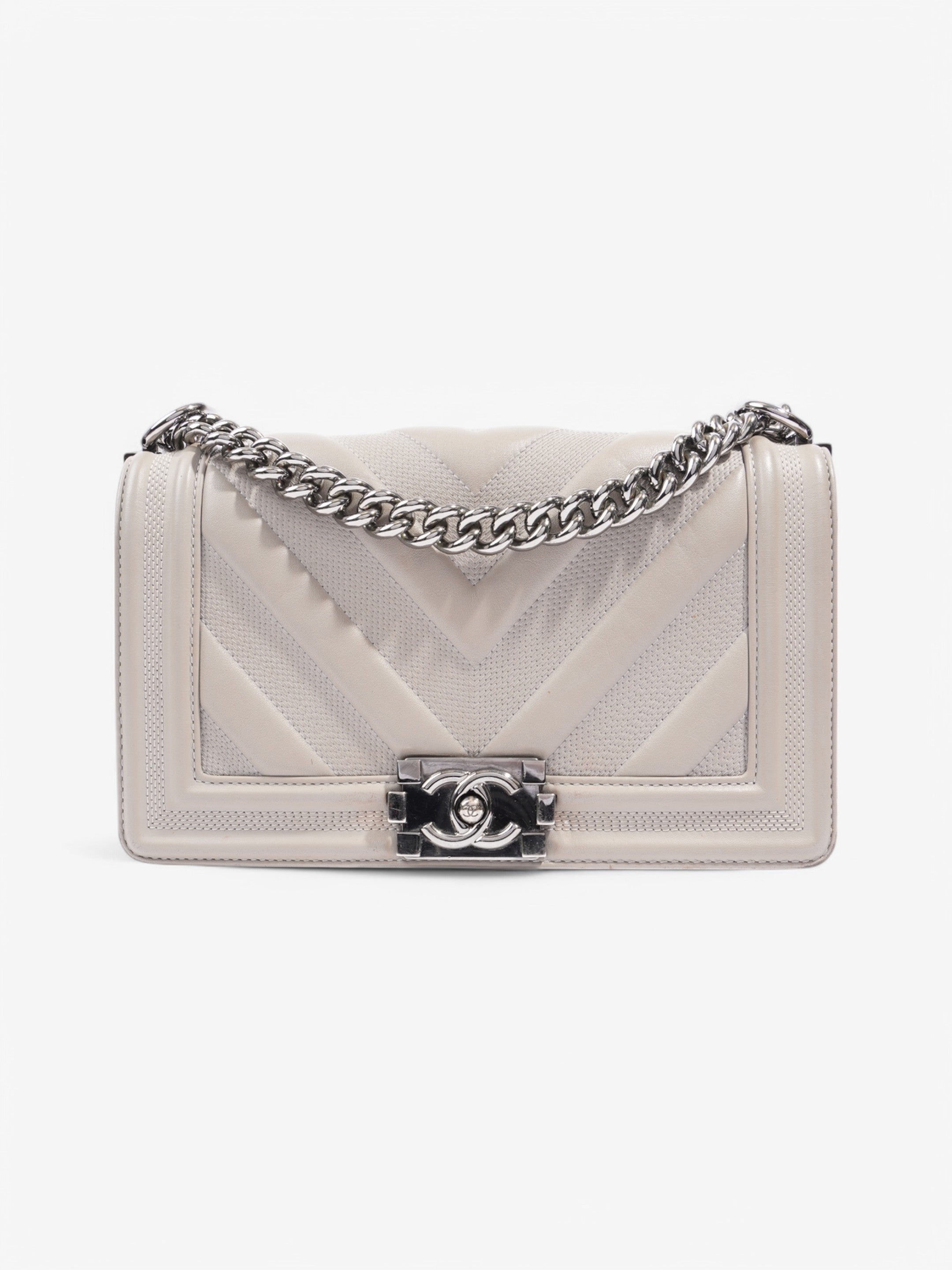 Chanel Boy Bag Grey Lambskin Leather Medium