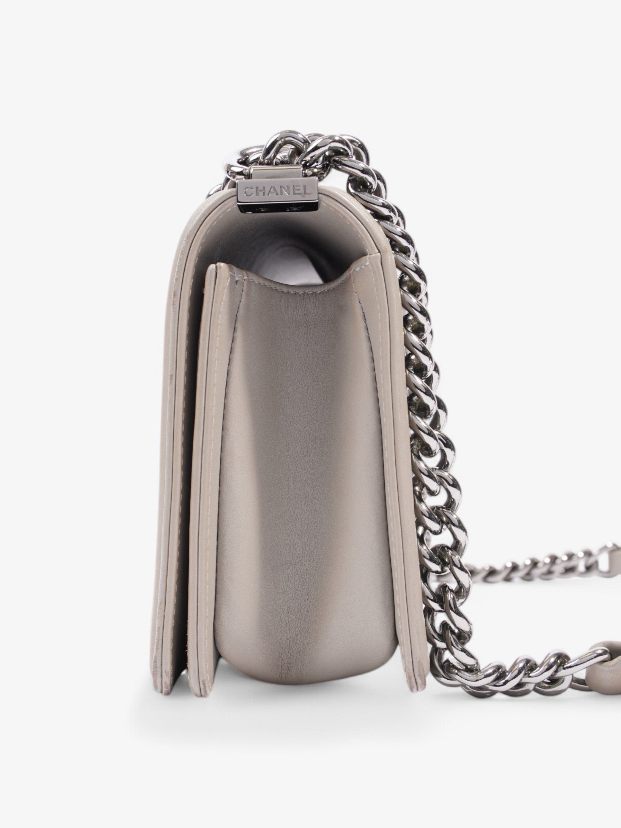 Chanel Boy Bag Grey Lambskin Leather Medium