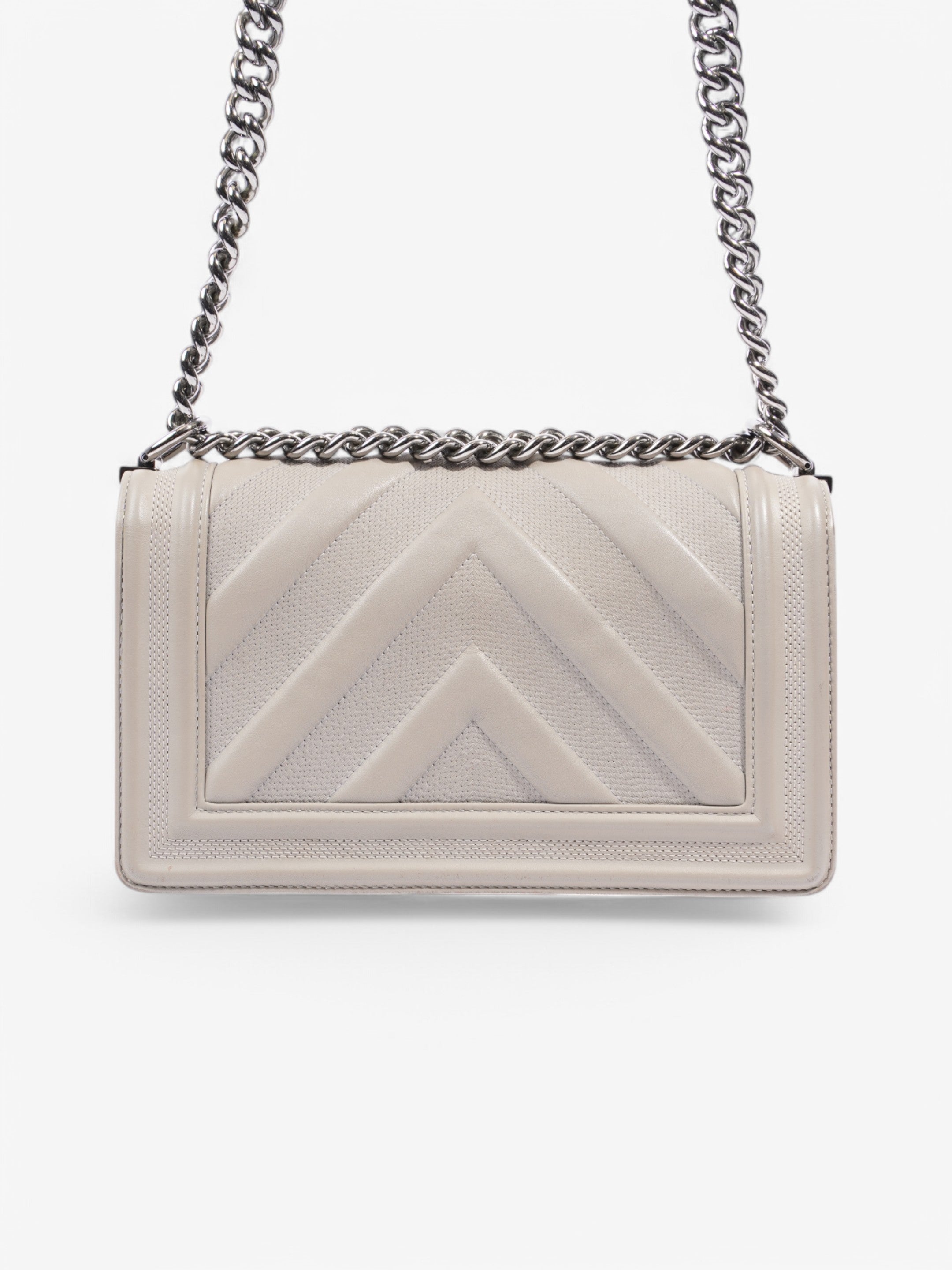 Chanel Boy Bag Grey Lambskin Leather Medium