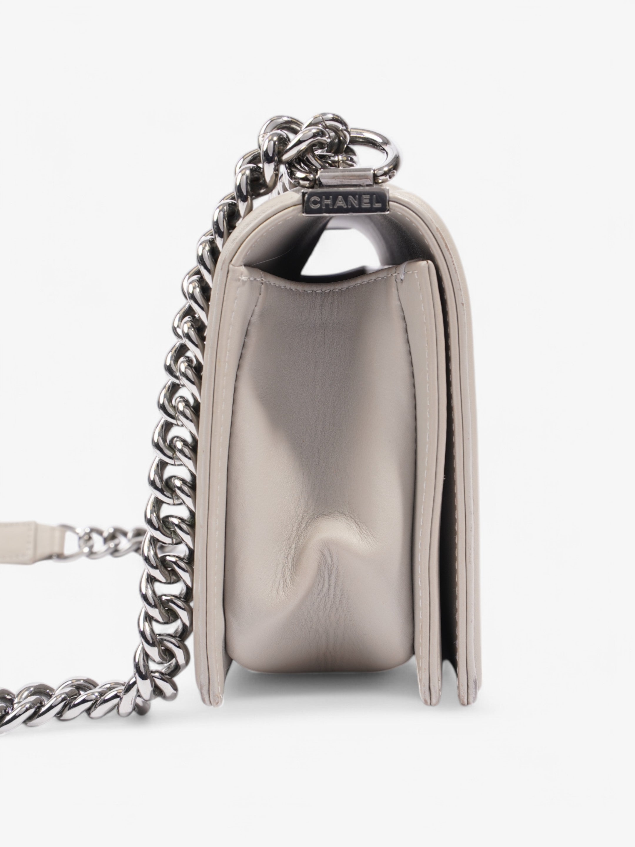 Chanel Boy Bag Grey Lambskin Leather Medium