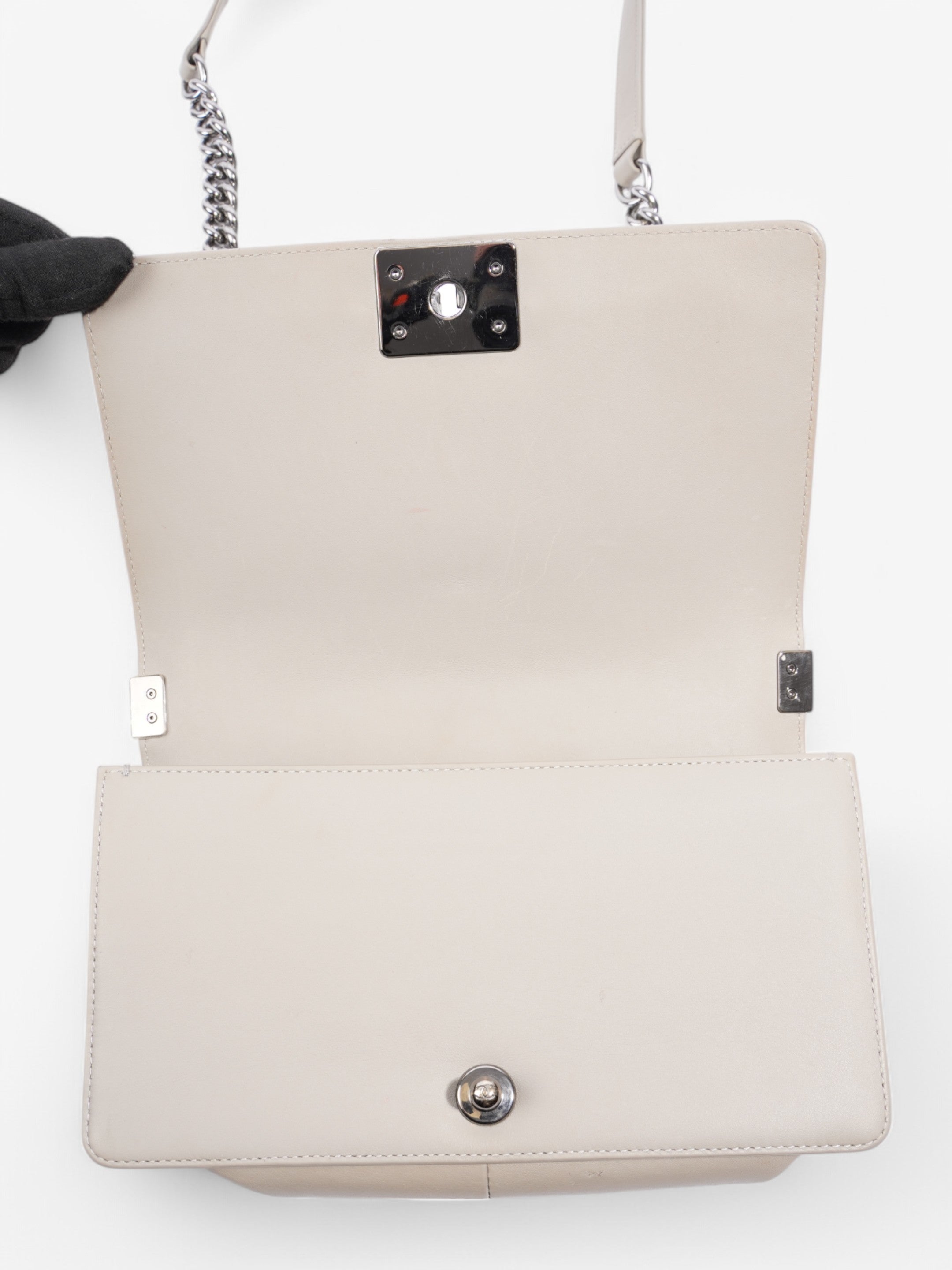 Chanel Boy Bag Grey Lambskin Leather Medium