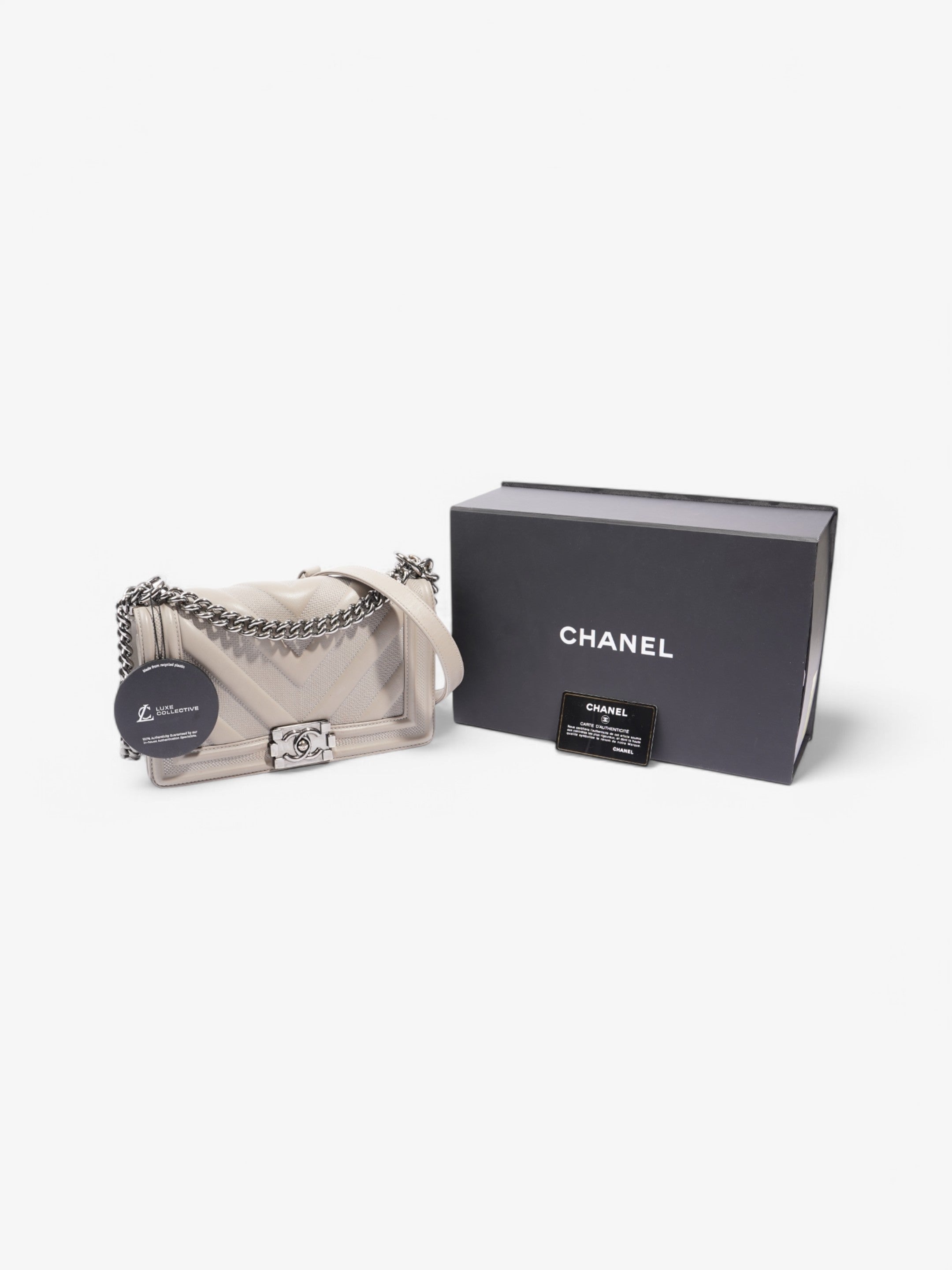 Chanel Boy Bag Grey Lambskin Leather Medium
